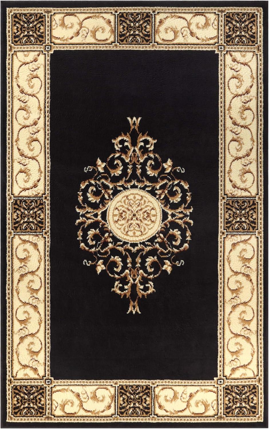 Elegant Coffee Floral Medallion Polypropylene Area Rug, 4' x 6'