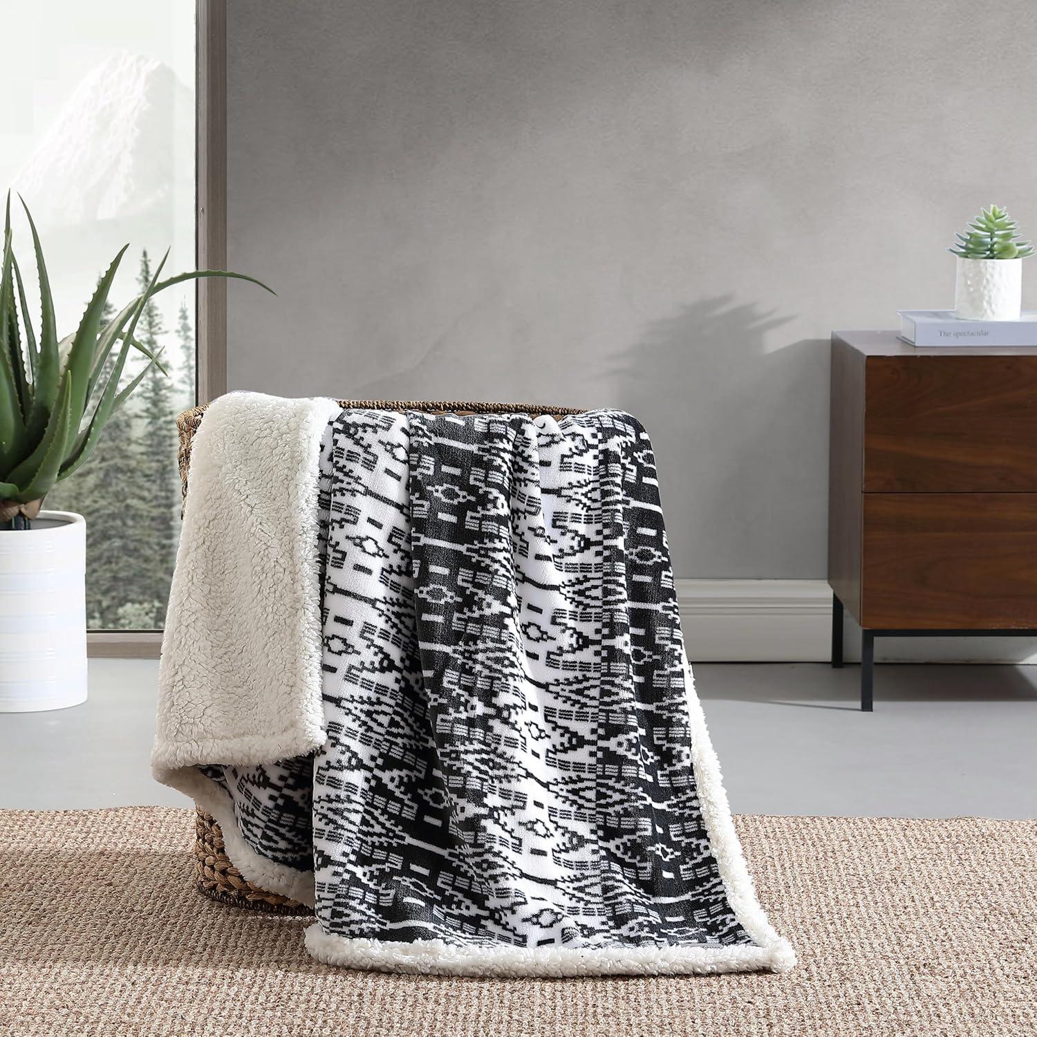 Eddie Bauer Printed Plush Fleece/Sherpa Throw Blankets