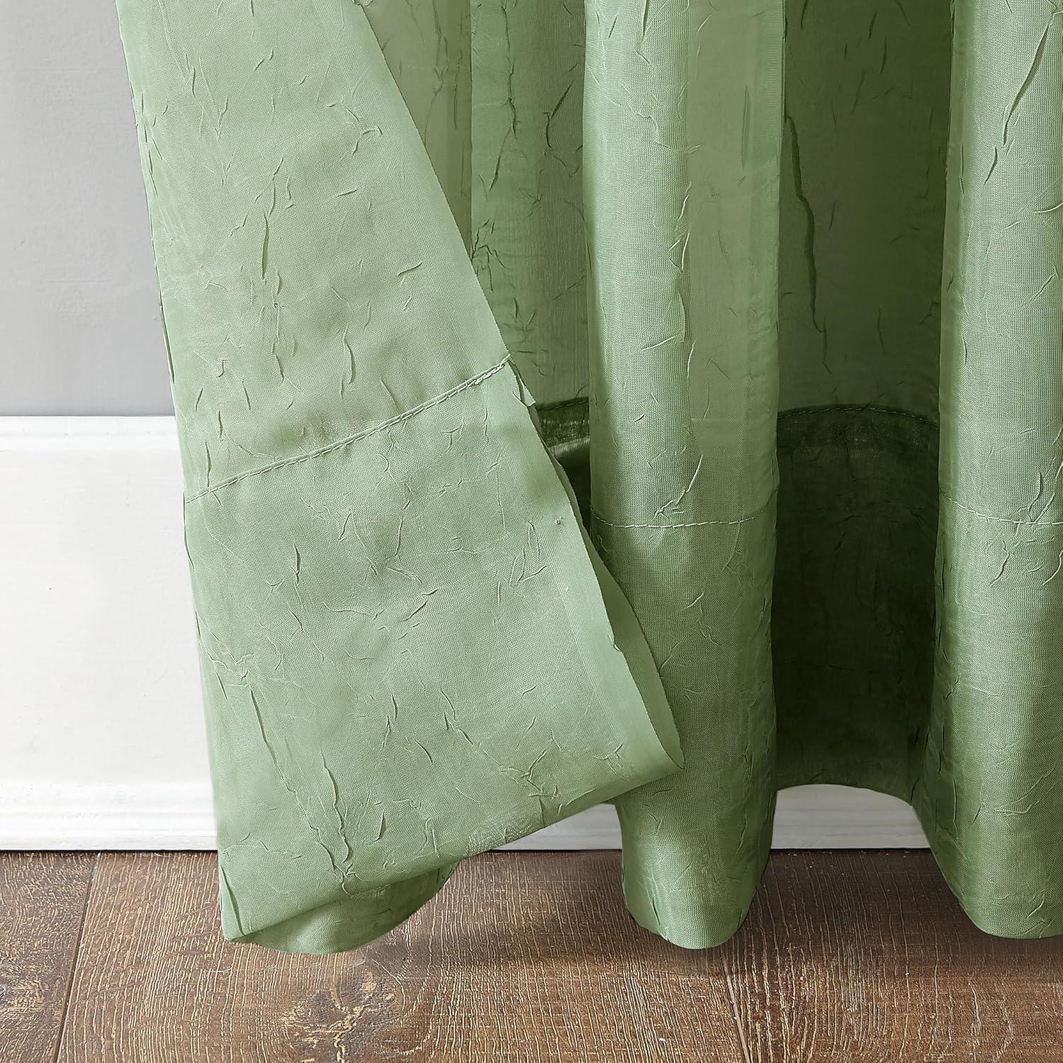 51"x84" No. 918 Sheer Erica Crushed Voile Rod Pocket Curtain Panel Sage Green: Transitional Indoor Decor, Machine Washable