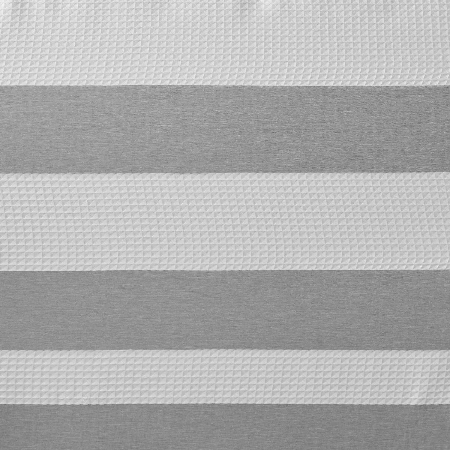 Gray and White Waffle Weave Fabric Shower Curtain