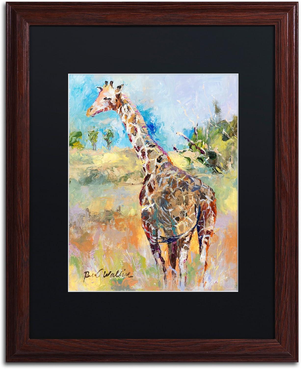 Giraffe Impressionist Painting in Black Wood Frame 16x20