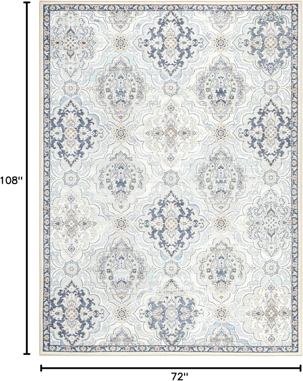 Town & Country Everyday Avani Medallion Everwash Washable Non-Slip Backing Area Rug Gray