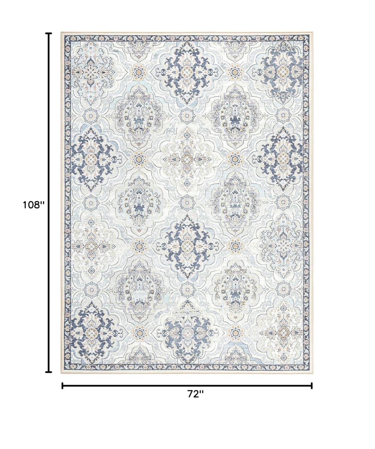 Town & Country Everyday Avani Medallion Everwash Washable Non-Slip Backing Area Rug Gray