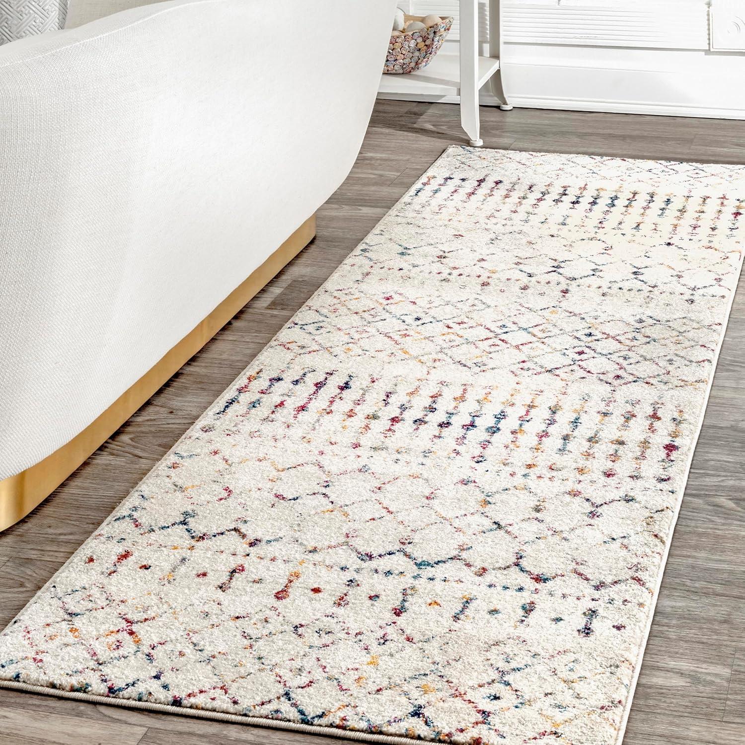 Handmade 34'' Multicolor Geometric Synthetic Area Rug