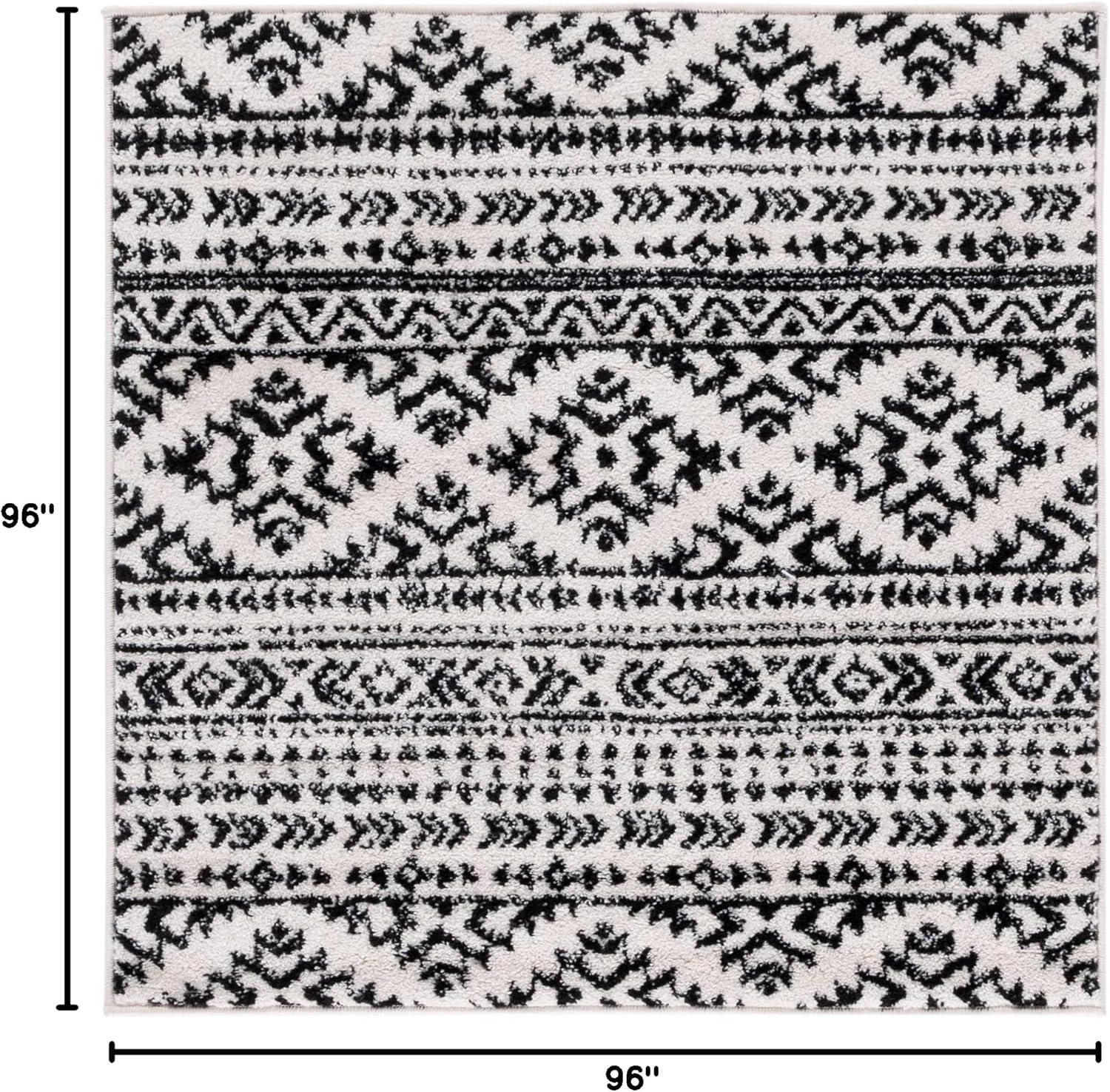 Tulum TUL272 Power Loomed Indoor Area Rug - Ivory/Black - 8'x8' - Safavieh