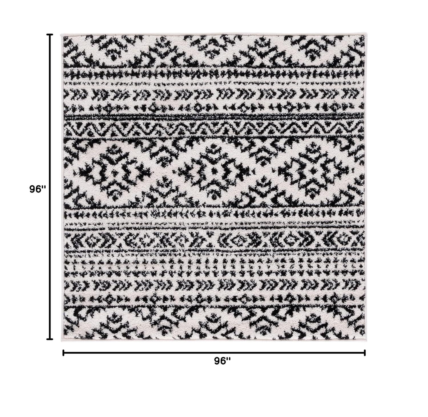 Tulum TUL272 Power Loomed Indoor Area Rug - Ivory/Black - 8'x8' - Safavieh