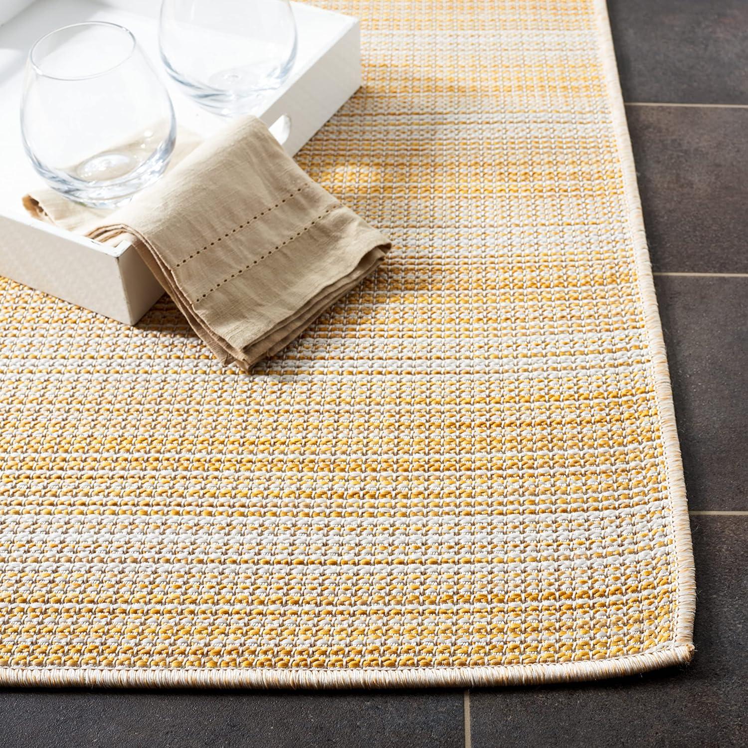 Hampton Yellow Rectangular Synthetic Indoor/Outdoor Rug 4' x 6'