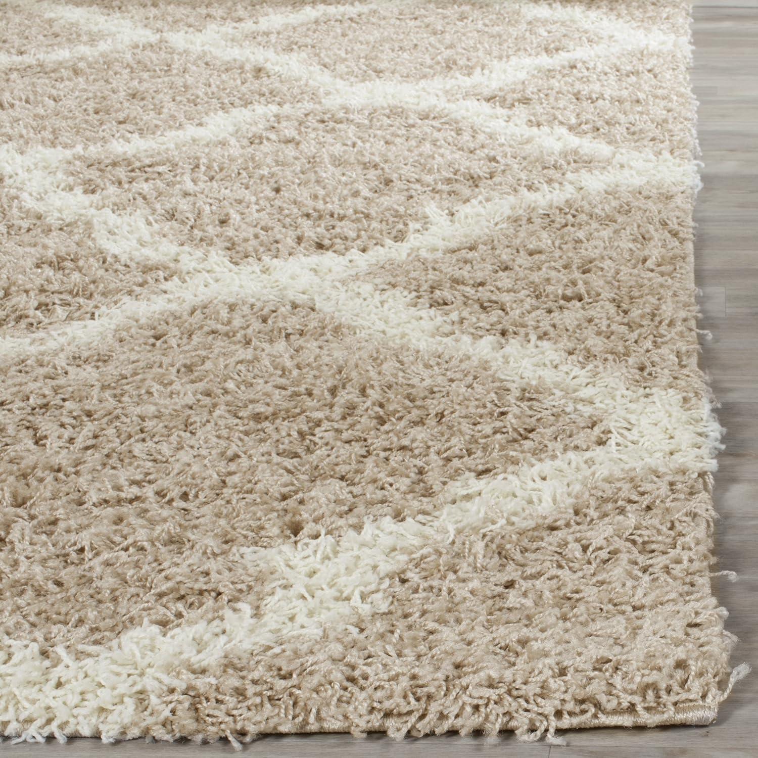 SAFAVIEH Dallas Logan Geometric Shag Area Rug, Beige/Ivory, 10' x 14'