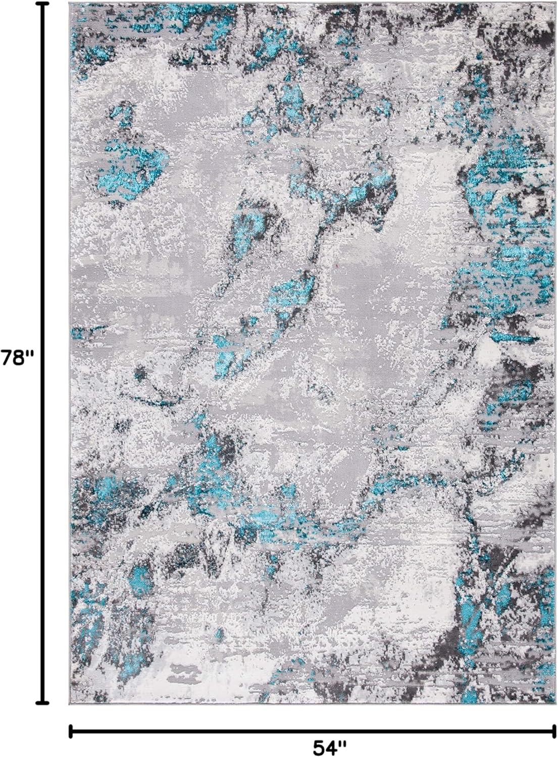 Amelia ALA232 Power Loomed Area Rug - Grey/Turquoise - 4'5"x6'5" - Safavieh.