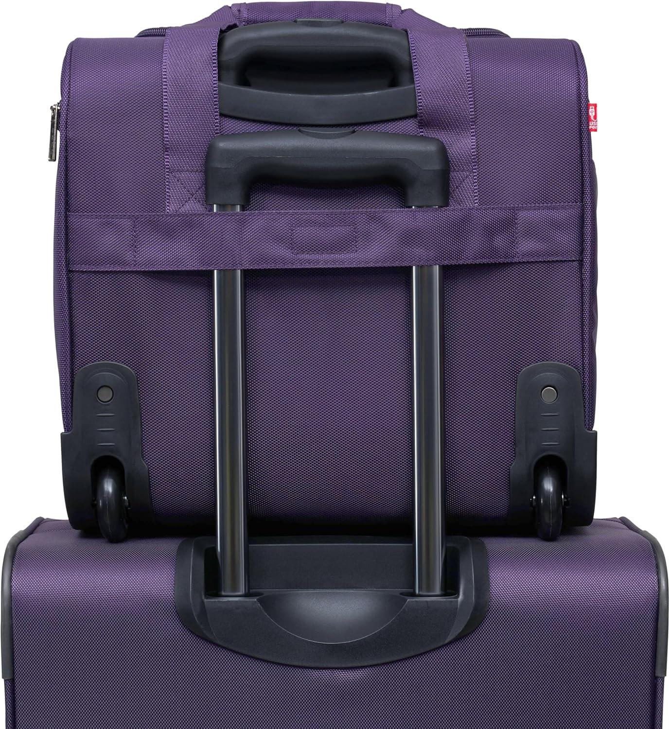 TPRC 15" Under Seater Carry-on Luggage with Wheels and USB Port - Purple