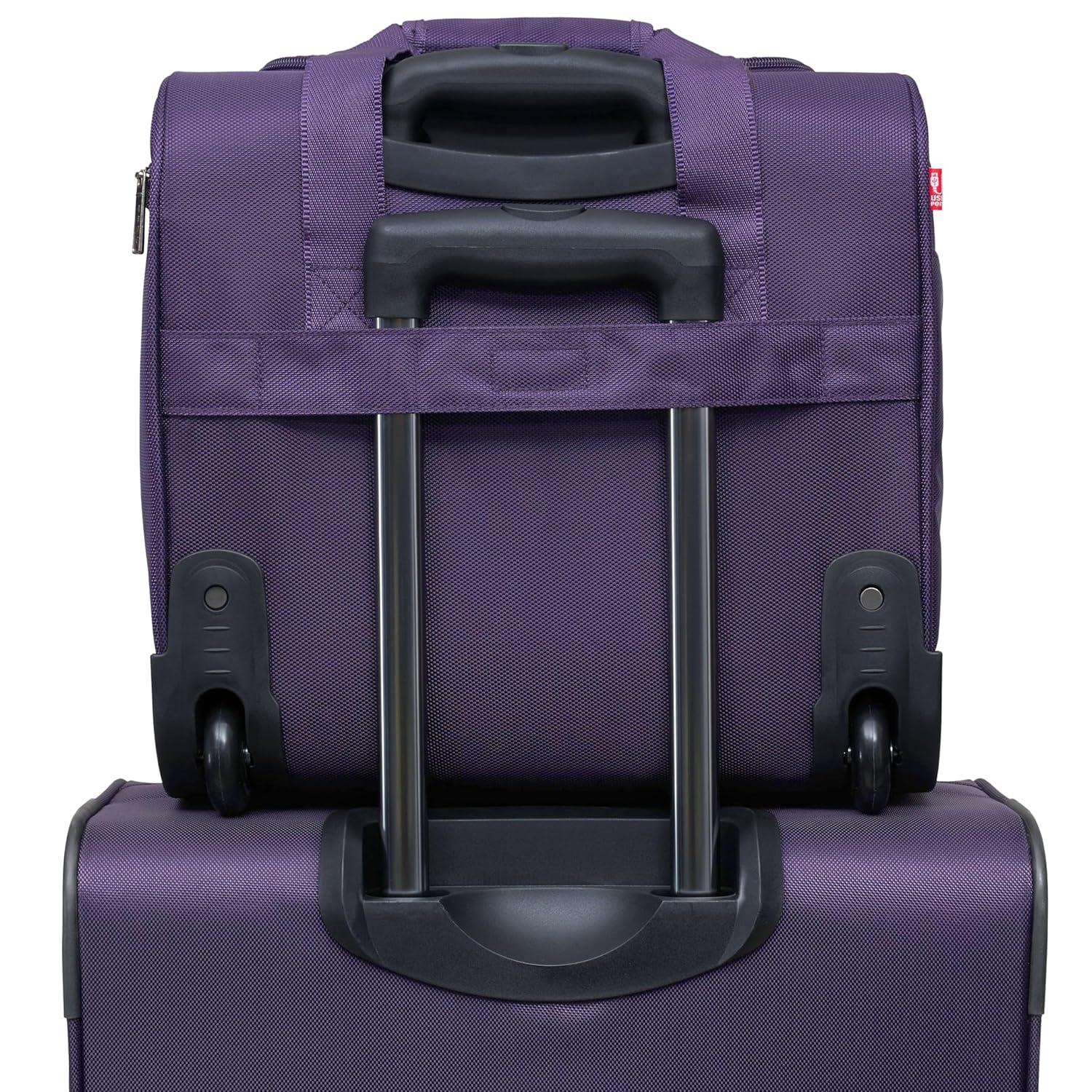 TPRC 15" Under Seater Carry-on Luggage with Wheels and USB Port - Purple