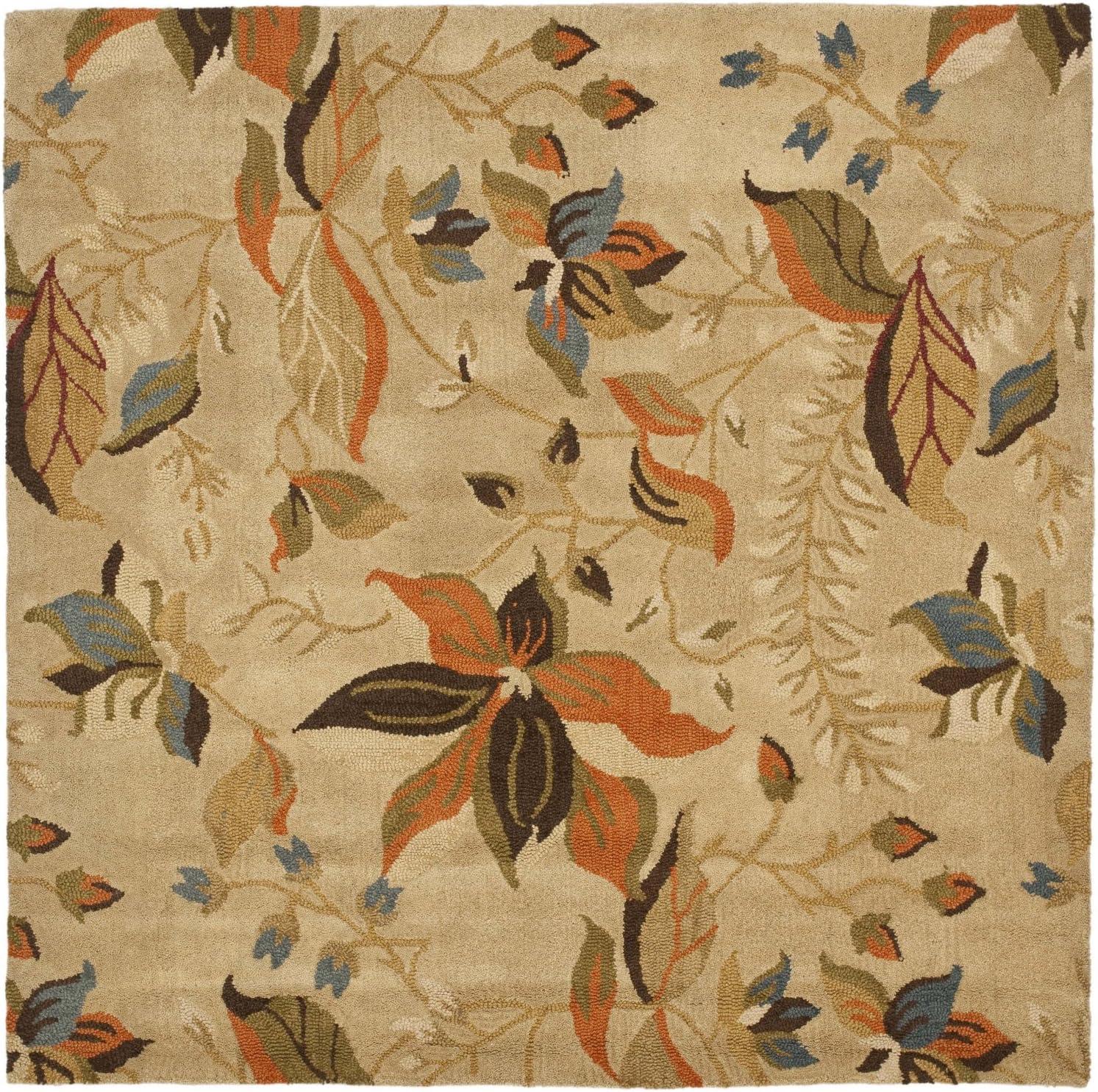 SAFAVIEH Blossom Evelyn Floral Flowers Wool Area Rug, Beige/Multi, 8' x 10'