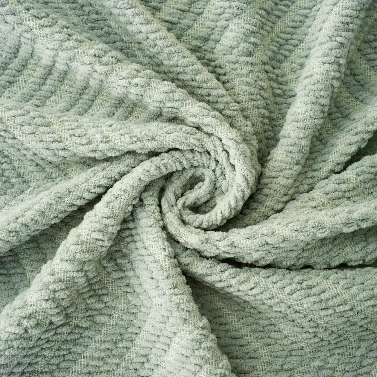 Sage Green 50"x60" Knitted Acrylic Polyester Throw Blanket