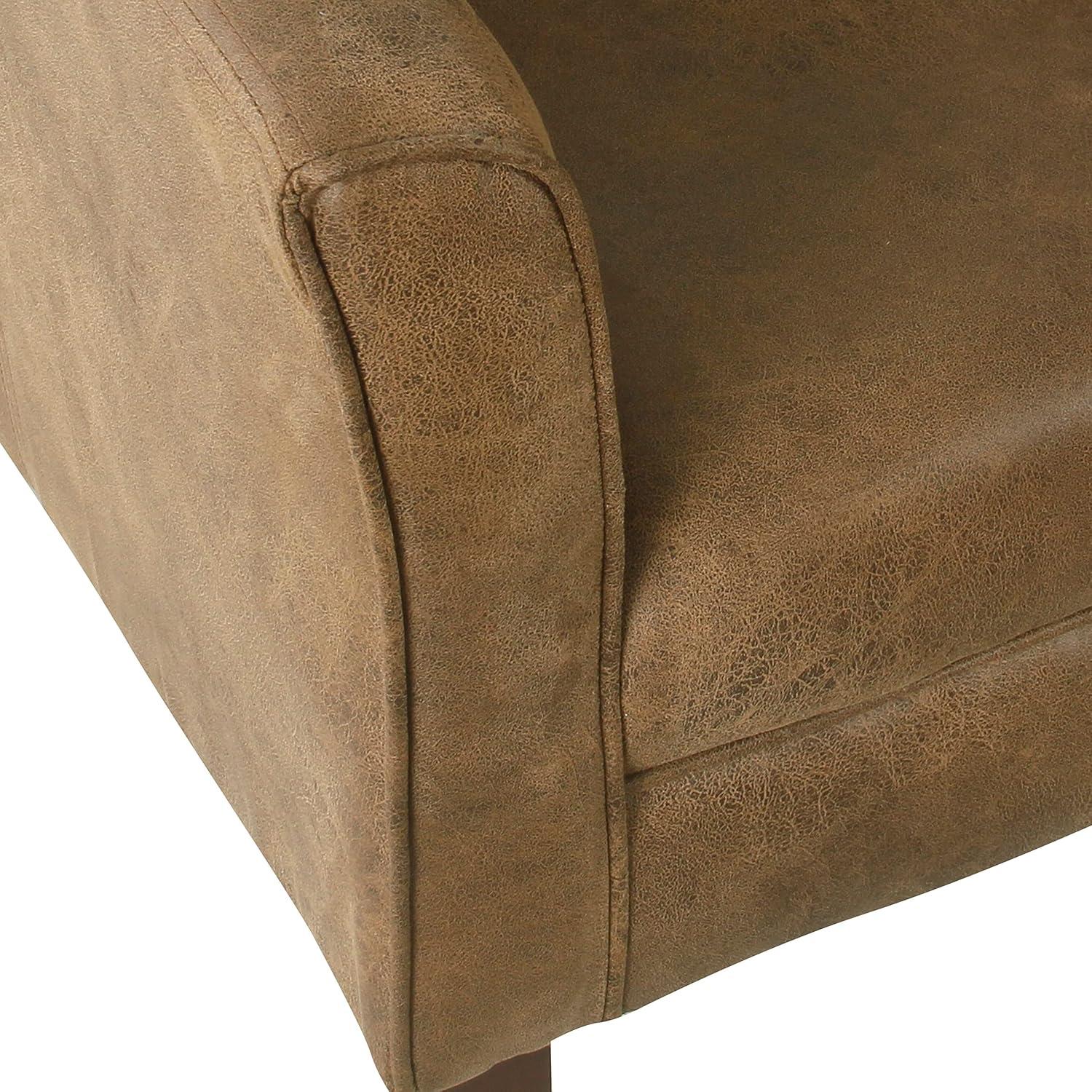 Modern Barrel Accent Chair Brown Faux Leather - HomePop: Upholstered Transitional Seating for Bedroom & Living Room