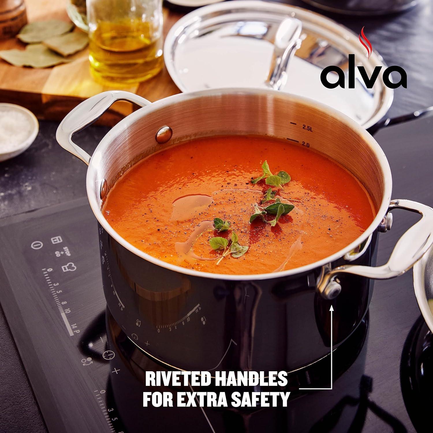 Alva Chef 2.5 Qt Stainless Steel Nonstick Casserole Pot with Lid