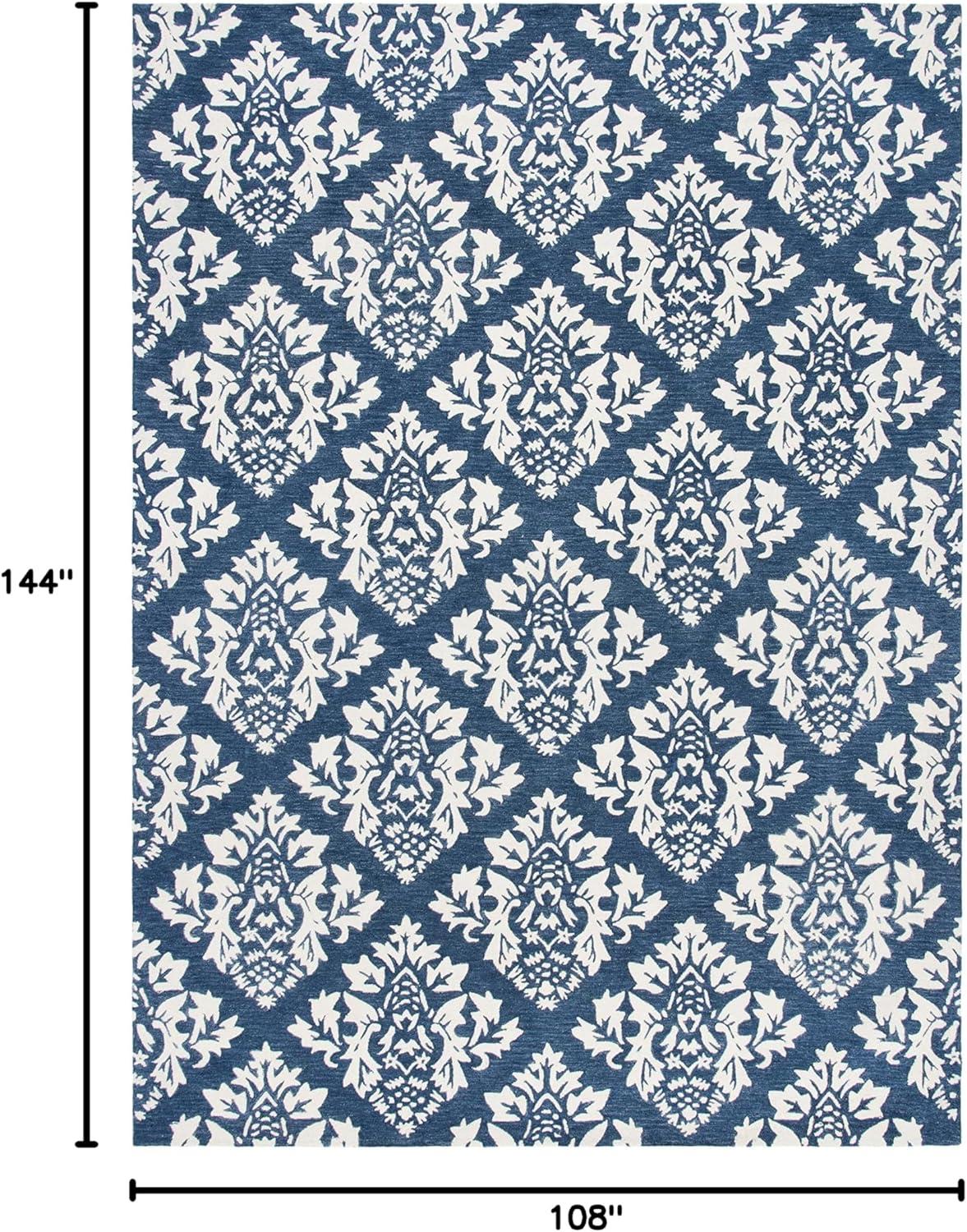 Handmade Blue Wool Tufted 9' x 12' Area Rug