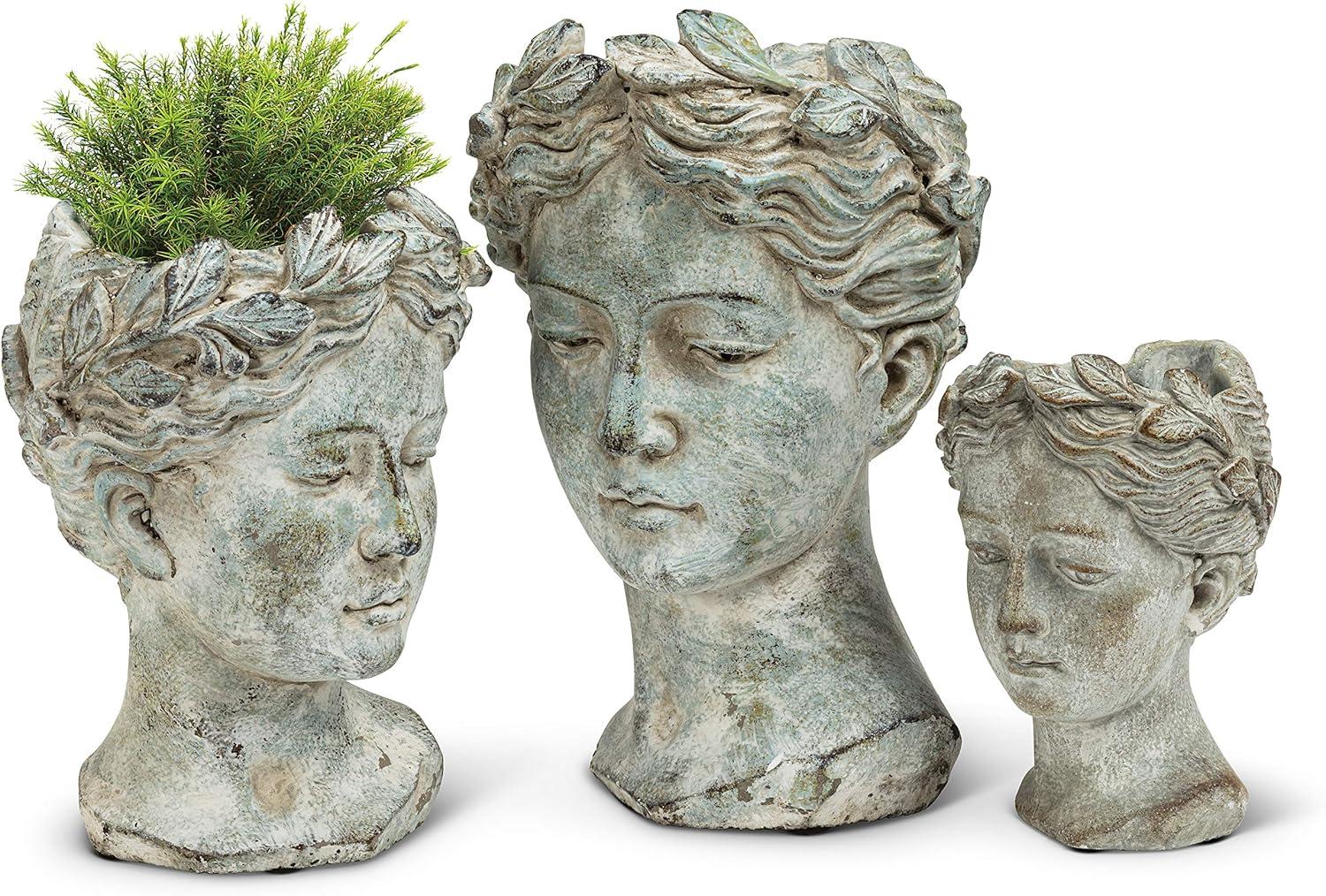 Abbott Collections  6.5 in. Extra Woman Head Planter, Grey - Small