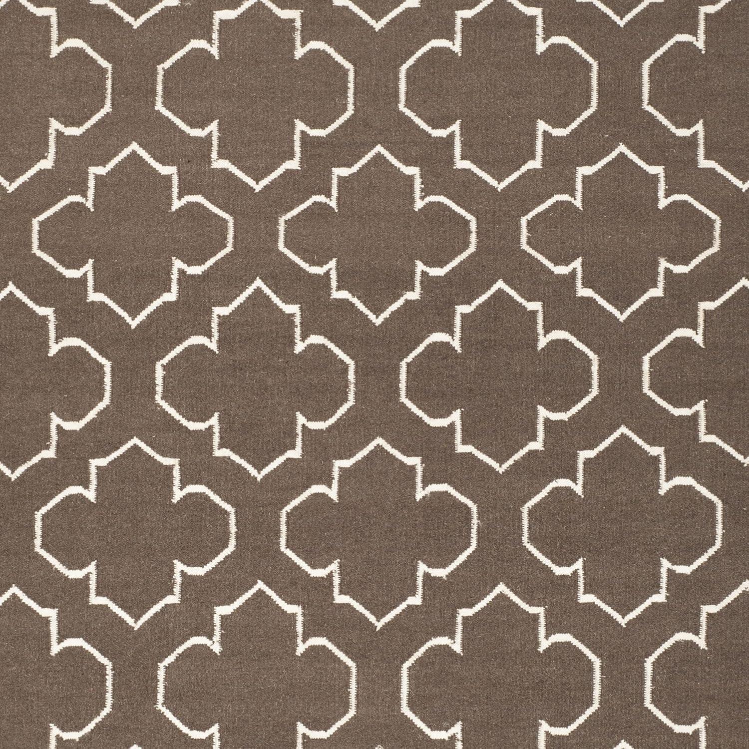 Dhurries DHU625 Hand Woven Area Rug - Brown/Ivory - 8'x10' - Safavieh.