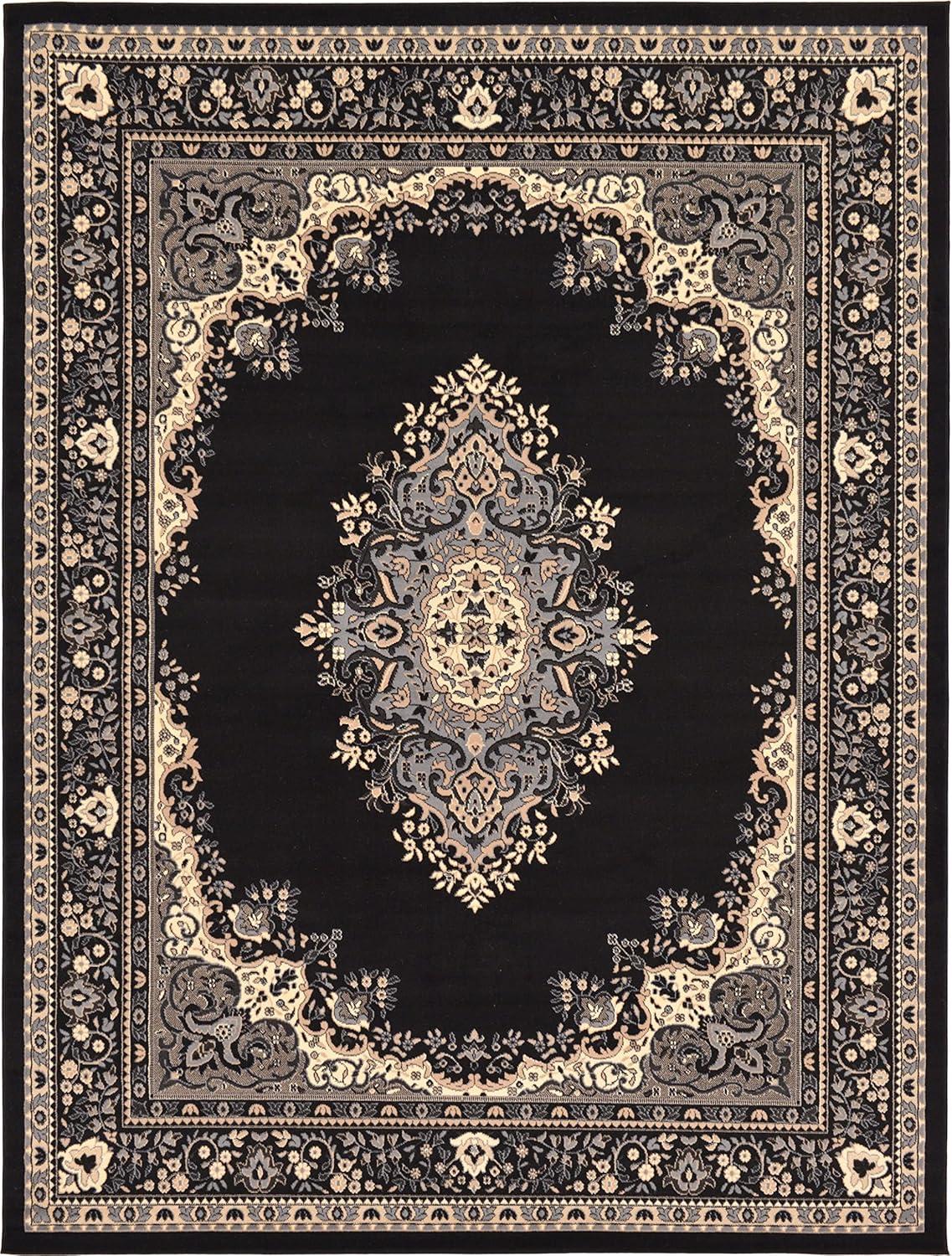 Unique Loom Reza Collection Area Rug - Washington (9'  x 12' Rectangle Black/Gray)