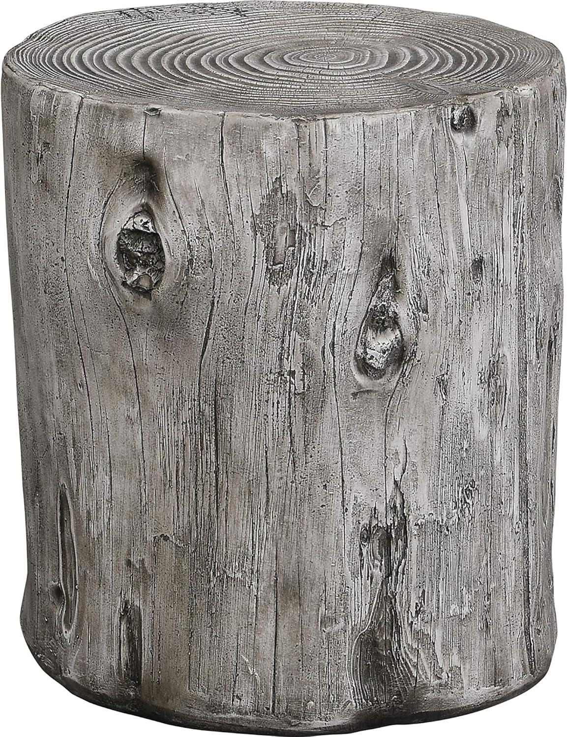 FirsTime & Co. Gray Arbor Log Outdoor End Table, Farmhouse, Weathered, Round, Wood, 15 x 14 x 17 in