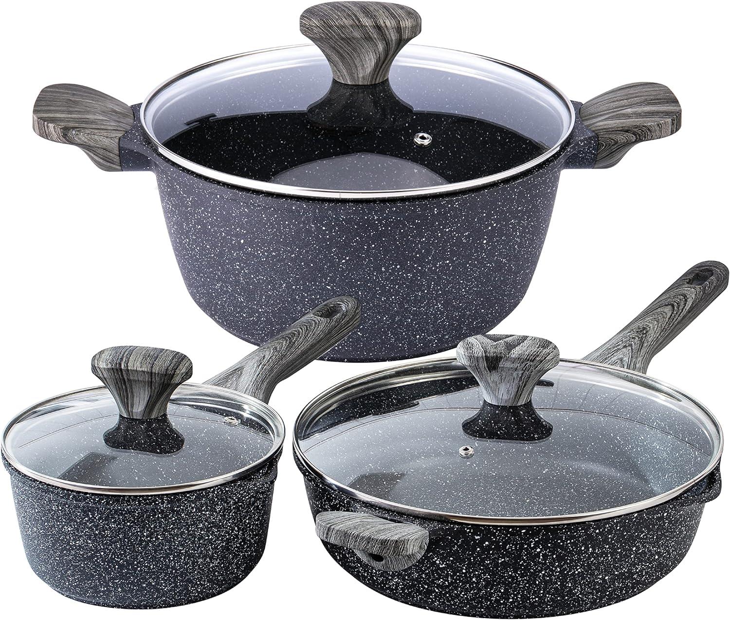 Speckled Black Non-Stick Cast Aluminum 6-Piece Cookware Set