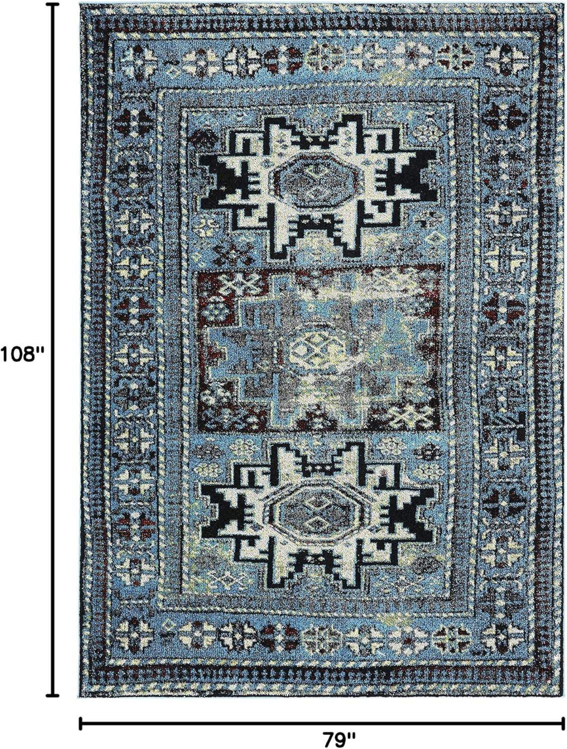 Vintage Hamadan VTH213 Power Loomed Indoor Area Rug - Light Blue/Black - 6'7"x9' - Safavieh
