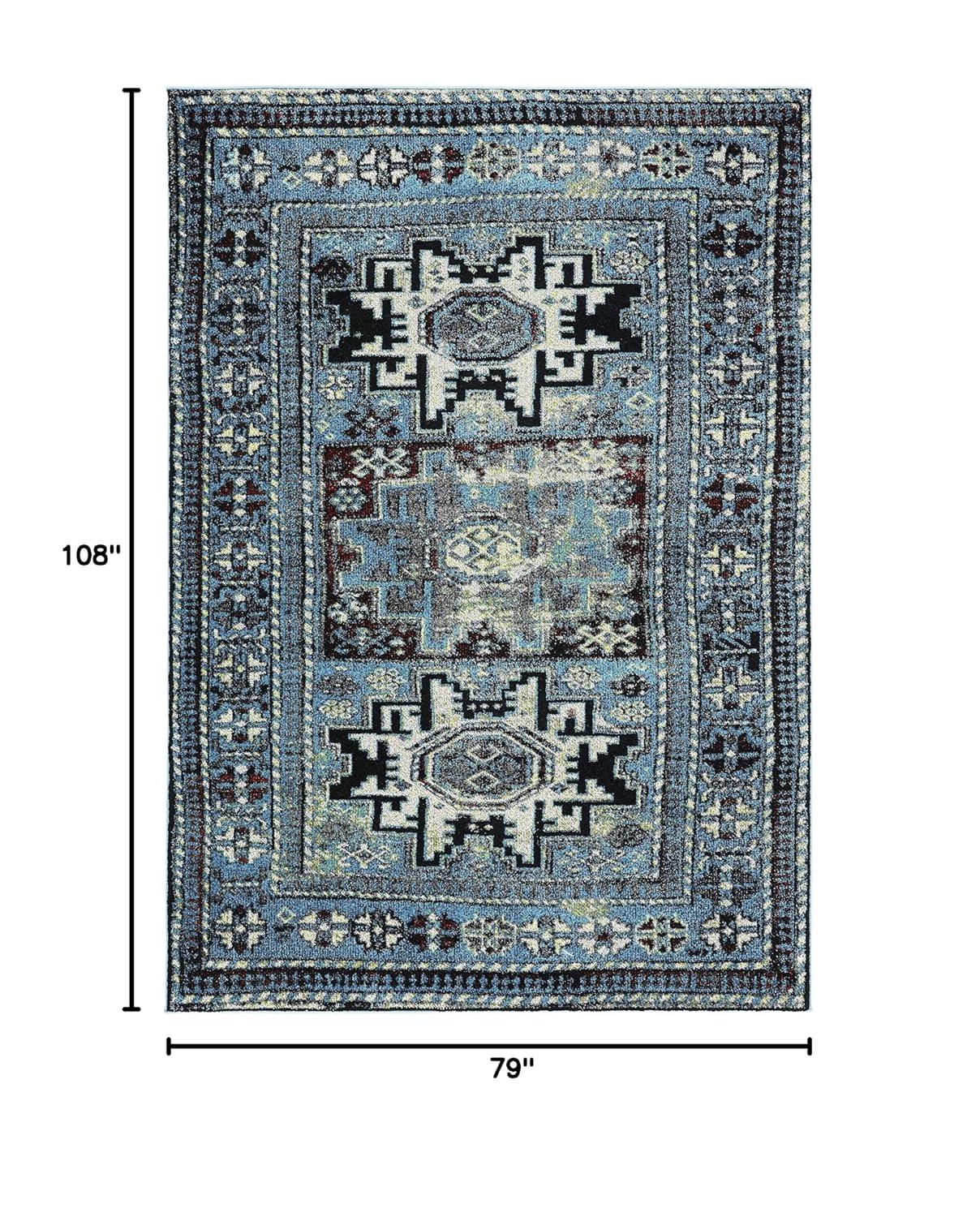 Vintage Hamadan VTH213 Power Loomed Indoor Area Rug - Light Blue/Black - 6'7"x9' - Safavieh