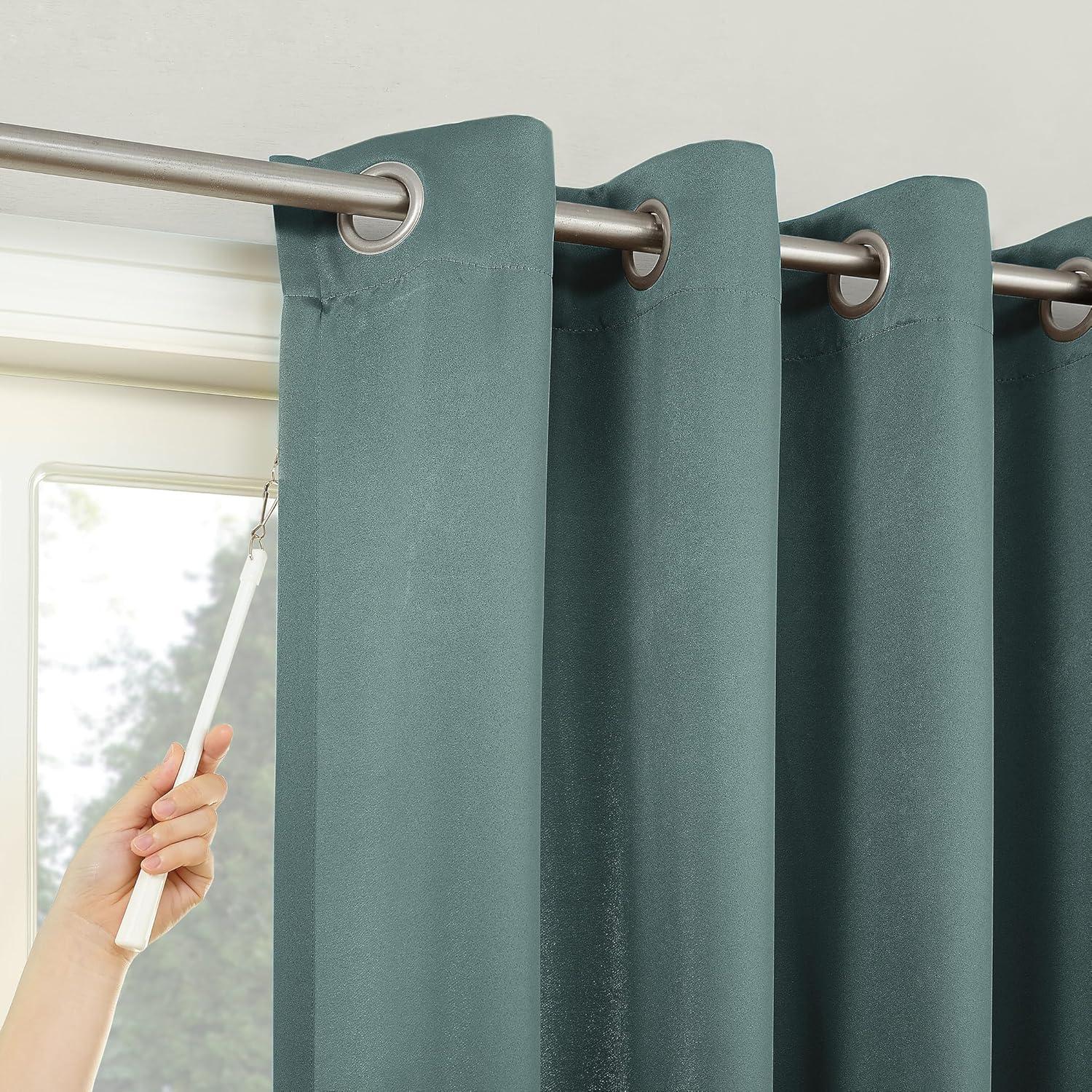 100"x84" Sun Zero Blackout Kenneth Extra-Wide Grommet Sliding Patio Door Curtain Panel Mineral: Energy Efficient, Noise Reduction