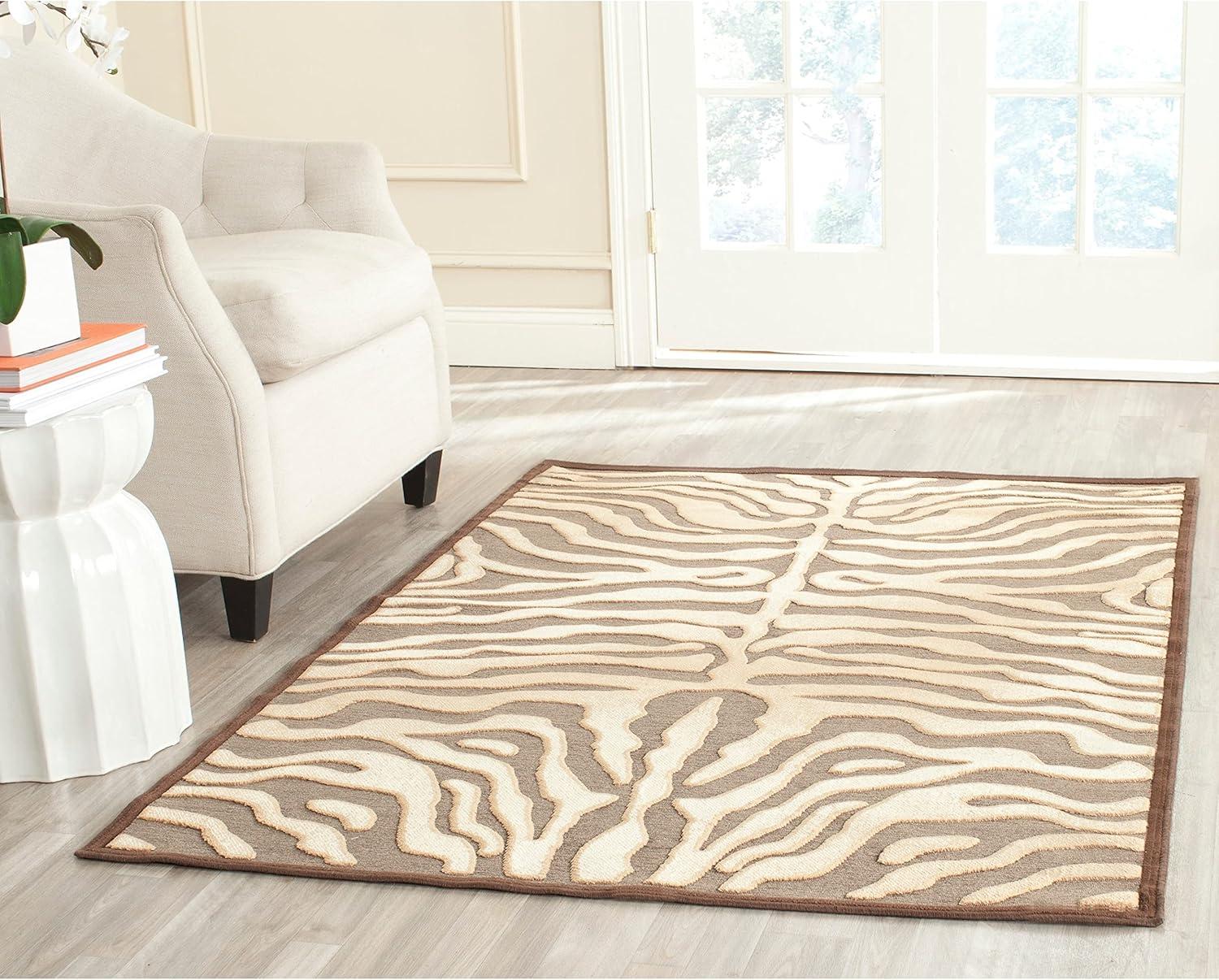 Elegant Cream Floral Hand-Knotted Wool & Viscose Blend Area Rug