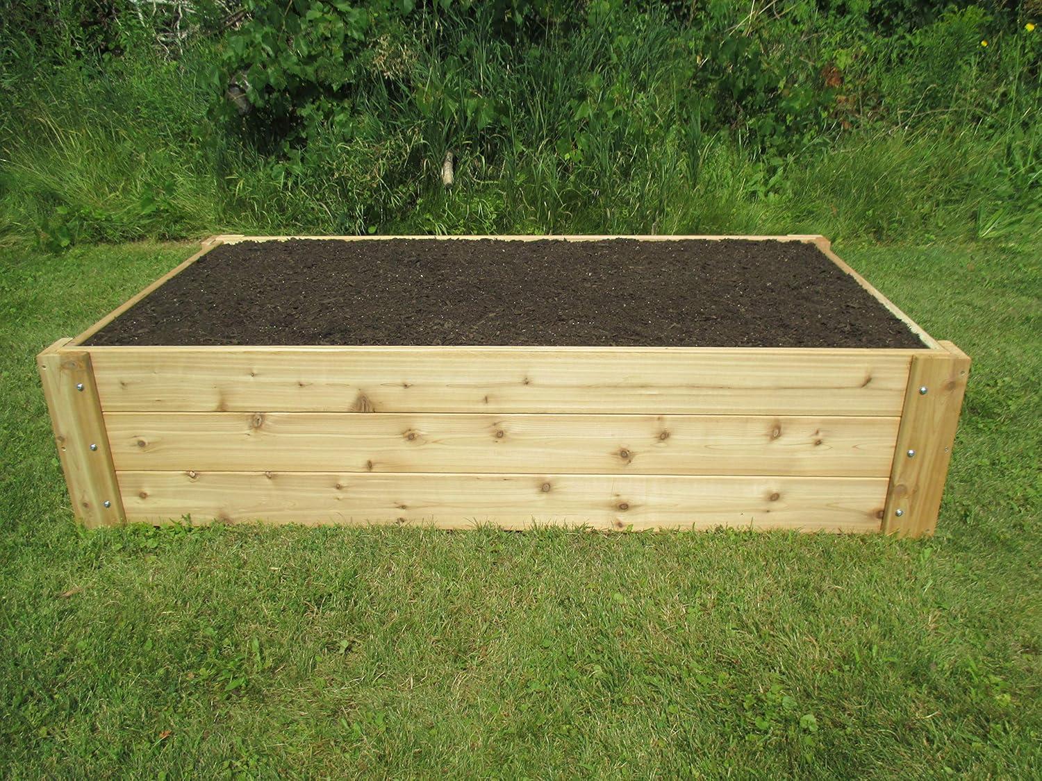 Smart Carts Enterprises 3x6RaisedTall16.5 in. x  3 x 6 ft. Deep Root Natural Cedar Raised Bed Garden Kit