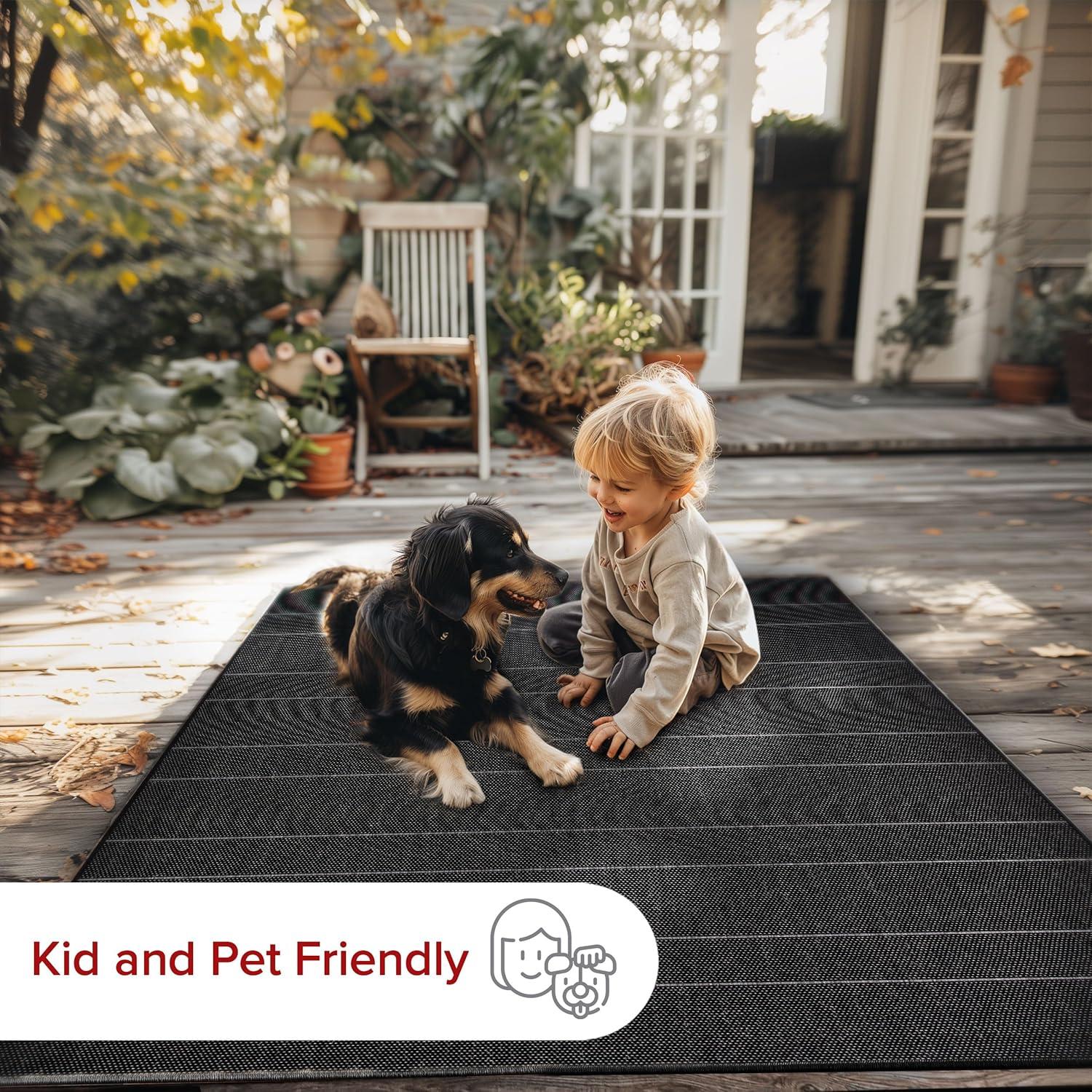 Randall Striped Machine Woven / Power Loomed Indoor/Outdoor Patio Rug