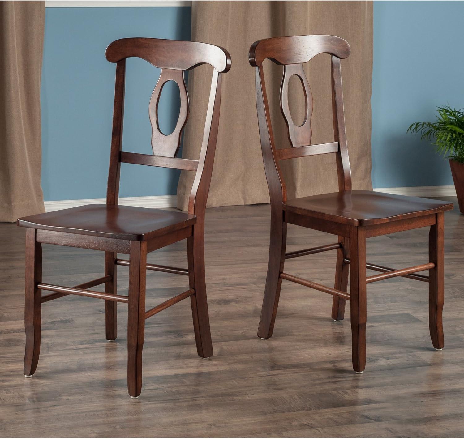 Set of 2 Renaissance Key Hole Back Chairs Walnut - Winsome: Hardwood, High Back, Non-Upholstered