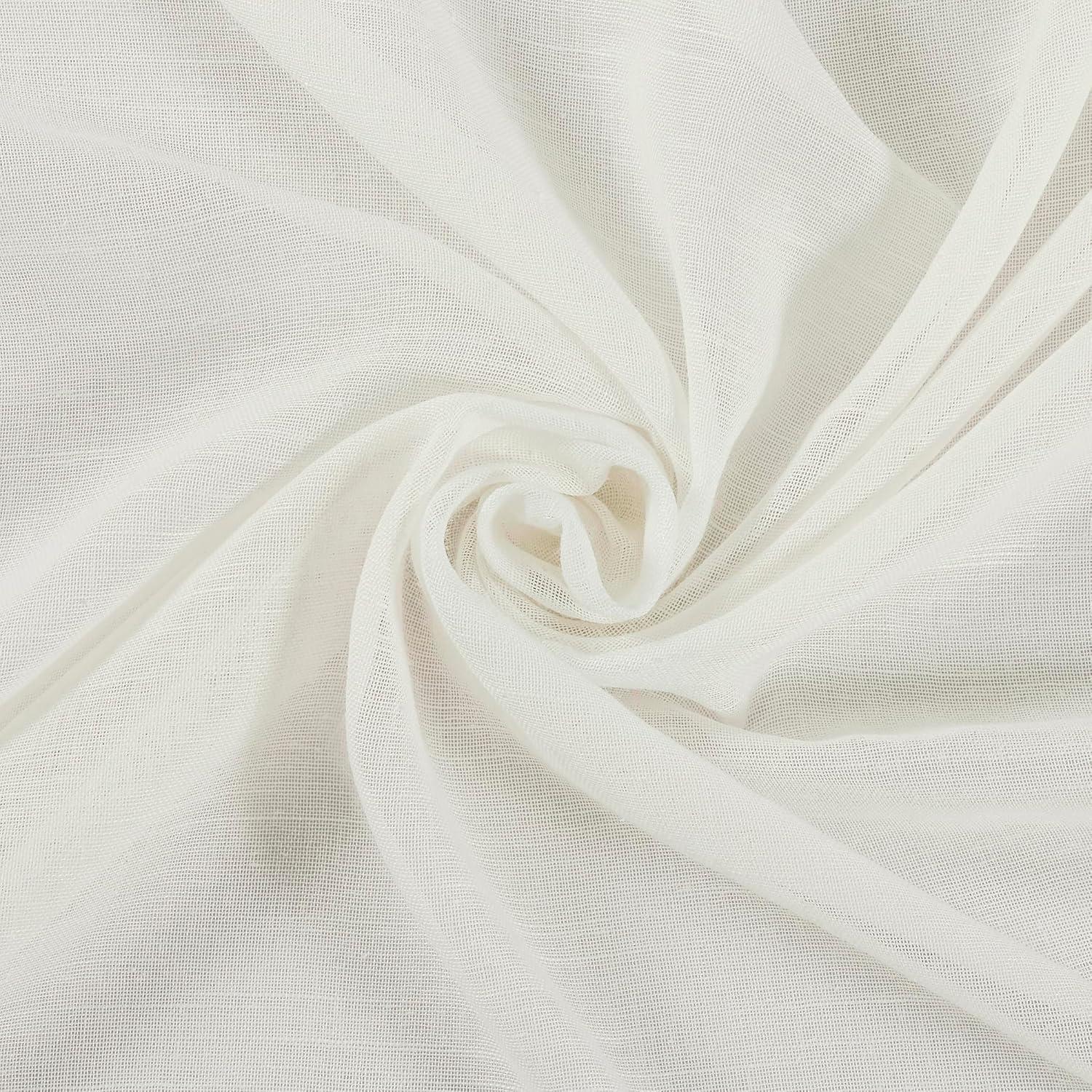 52"x84" Archaeo Light Filtering Slub Textured Linen Blend Black Grommet Top Curtain Panel Ivory: Modern Indoor Curtain