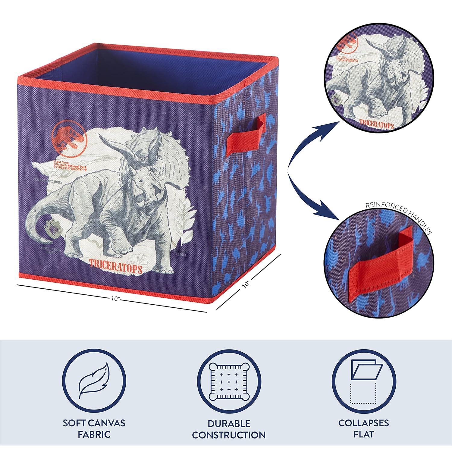 Idea Nuova Jurassic World Set of Two Spacious Collpasible Storage Cubes, 10"x10"