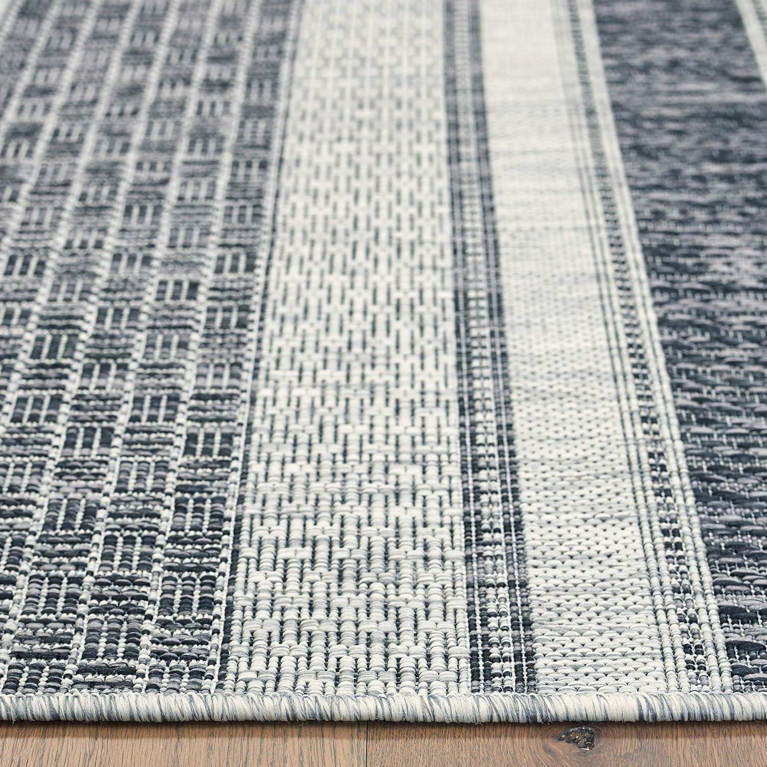 LR Home Victoria 2' x 3' Gray/Black Stripe Indoor/Outdoor Area Rug