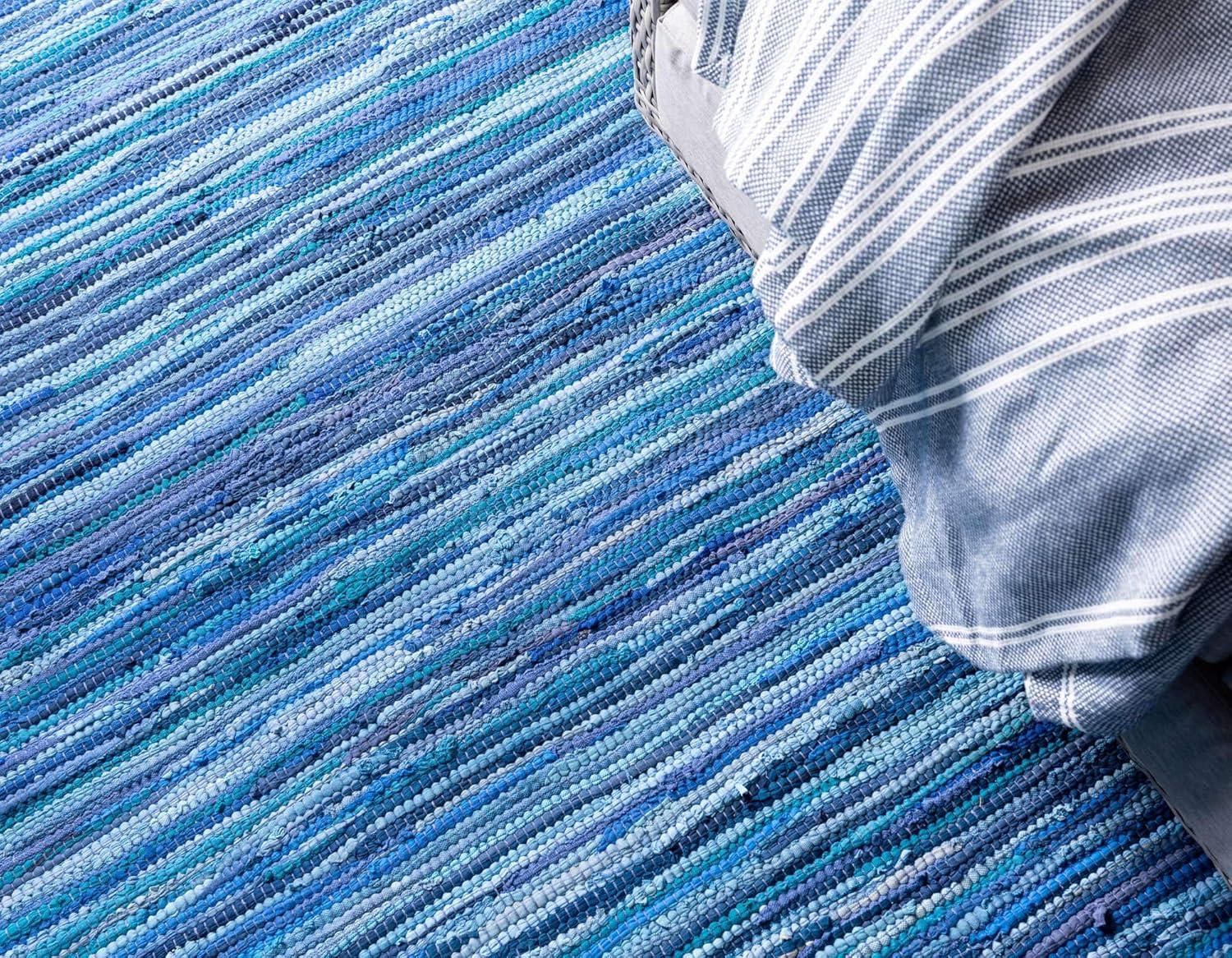 Unique Loom Chindi Cotton Striped Geometric Indoor Hand Made Fringe Area Rug