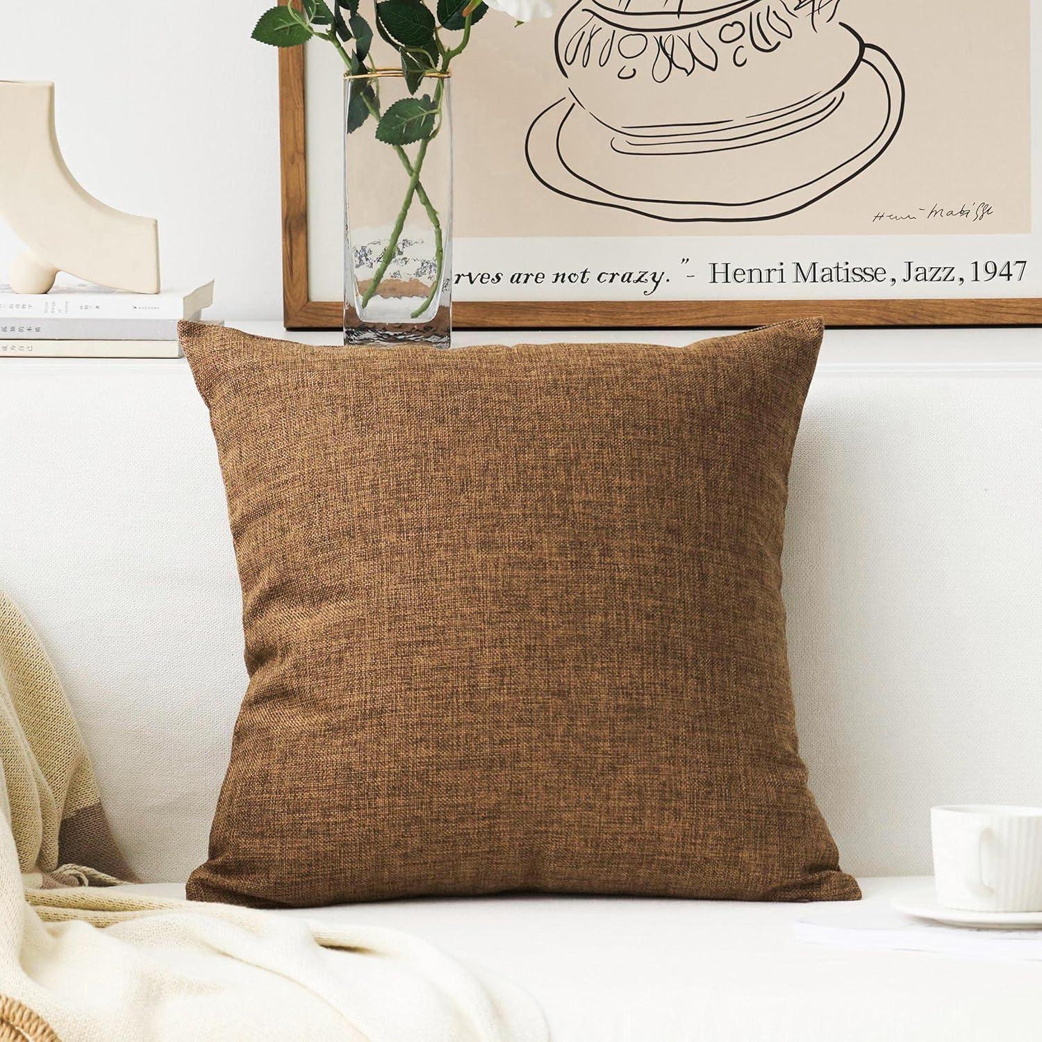 Nmkwnr Linen Square Cushion Covers Pillowcases Decorative Throw Pillow Covers for Sofa Living Room Bed, 18 x 18 inch