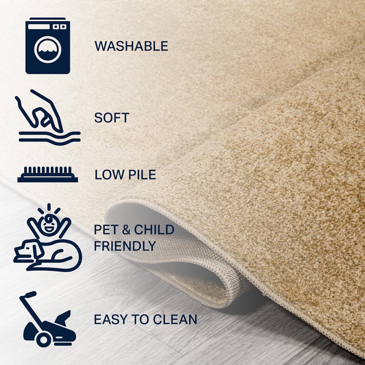 JONATHAN Y Twyla Classic Solid Low-Pile Machine-Washable Yellow 5 ft. x 8 ft. Area Rug