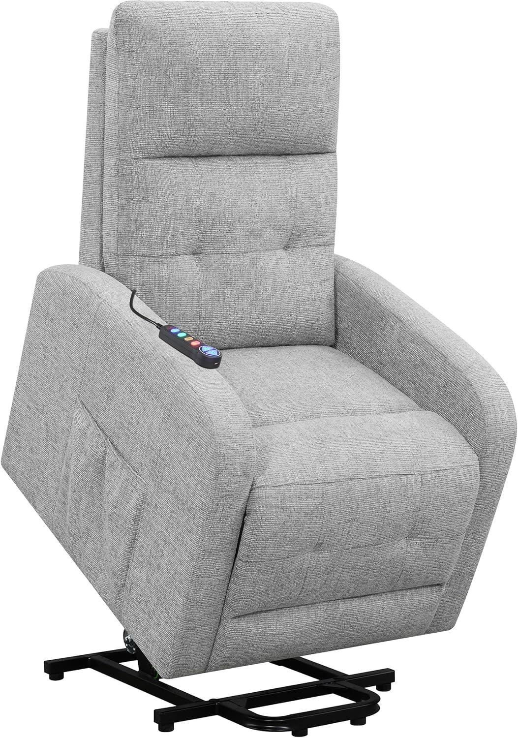 Coaster Howie Tufted Fabric Upholstered Power Lift Recliner in Gray