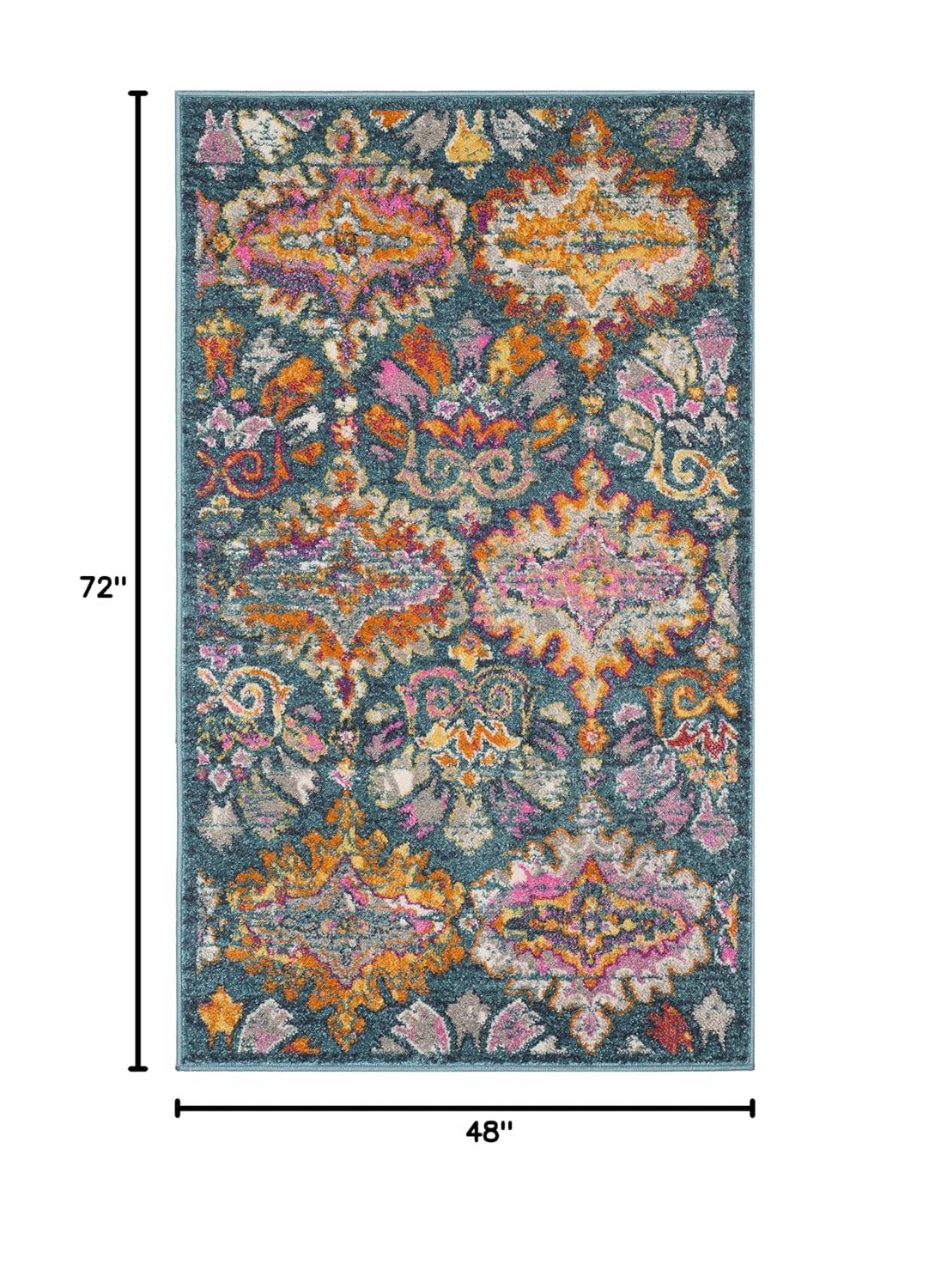 Madison MAD144 Power Loomed Indoor Area Rug - Blue/Orange - 4'x6' - Safavieh