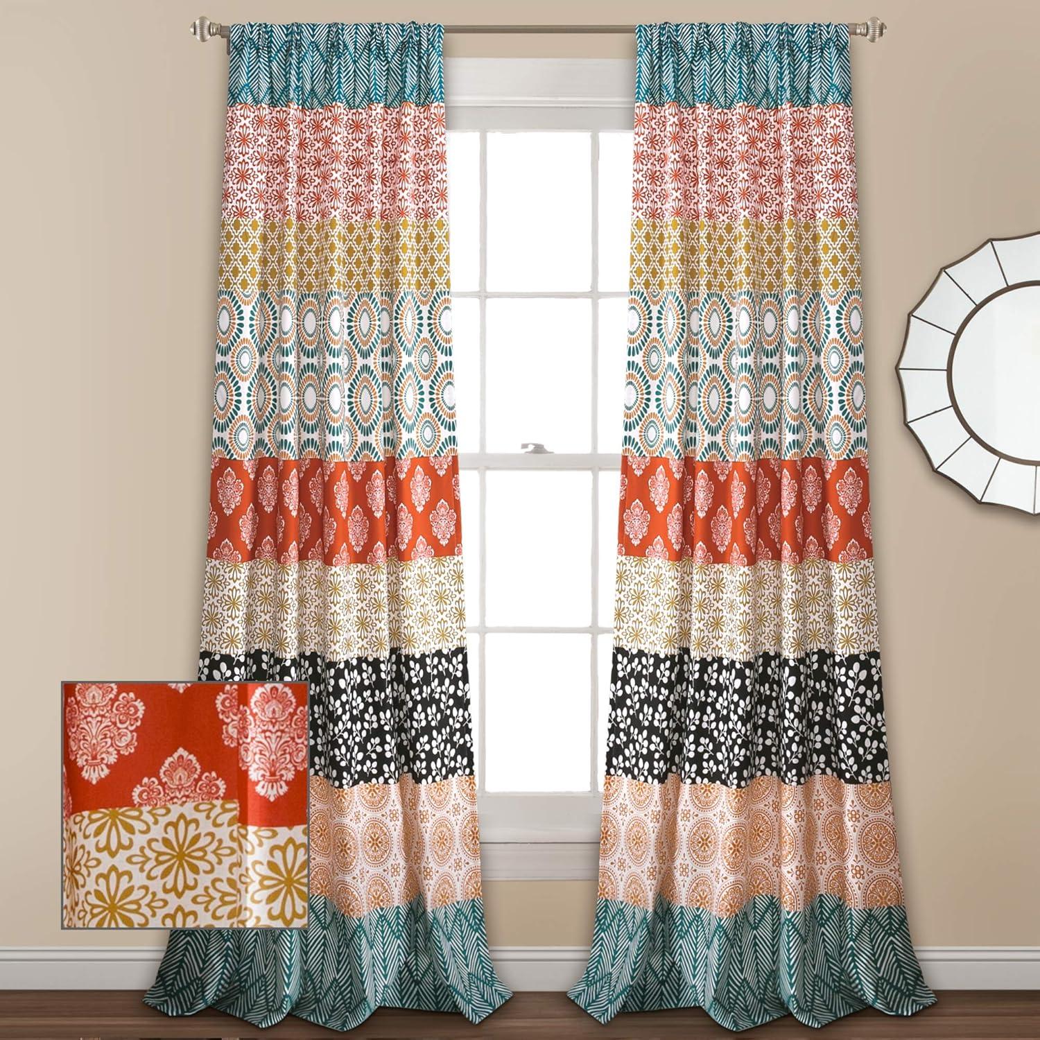 Lush Decor Bohemian Stripe Window Curtain Panels Set