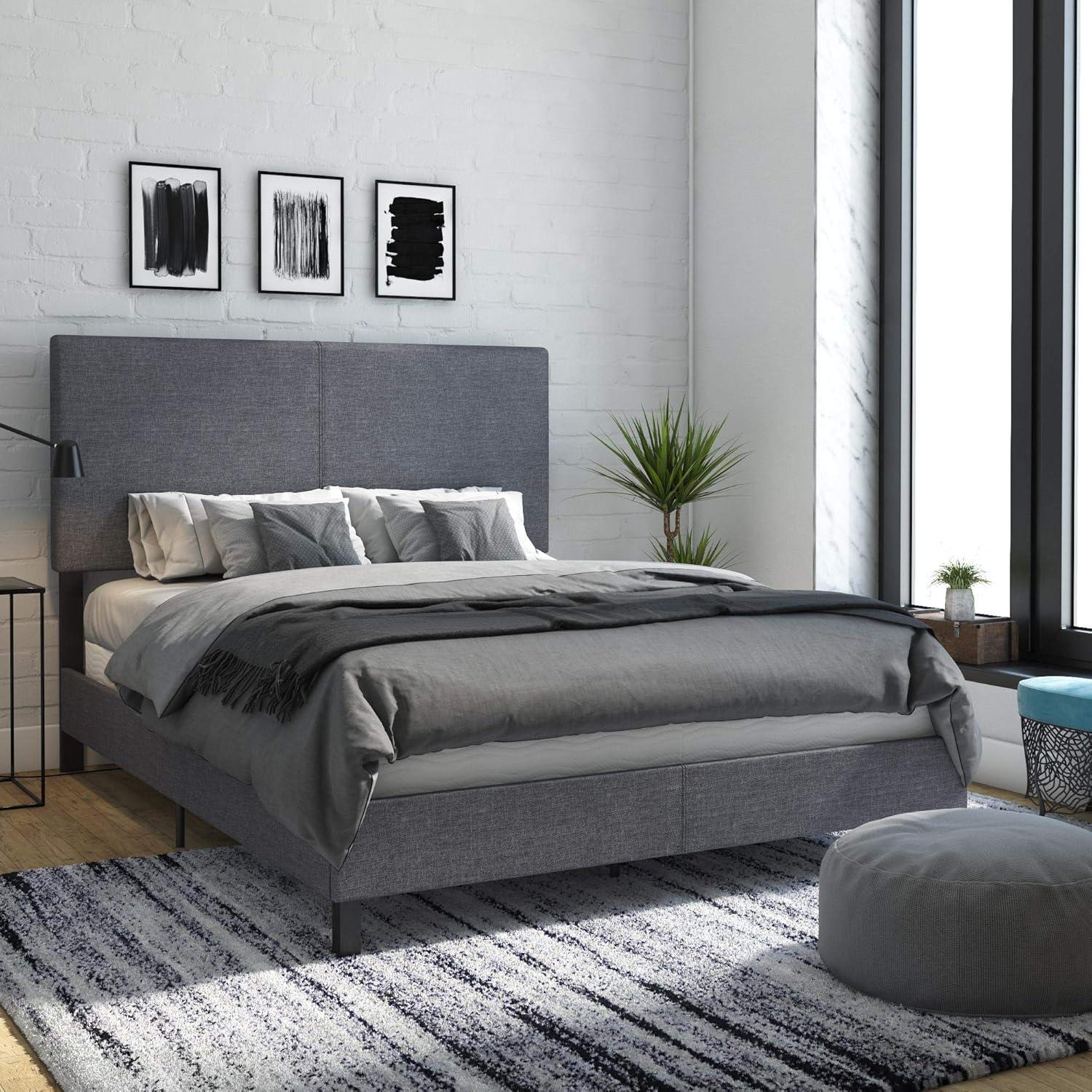 DHP Janford Upholstered Bed, Gray Linen, Full