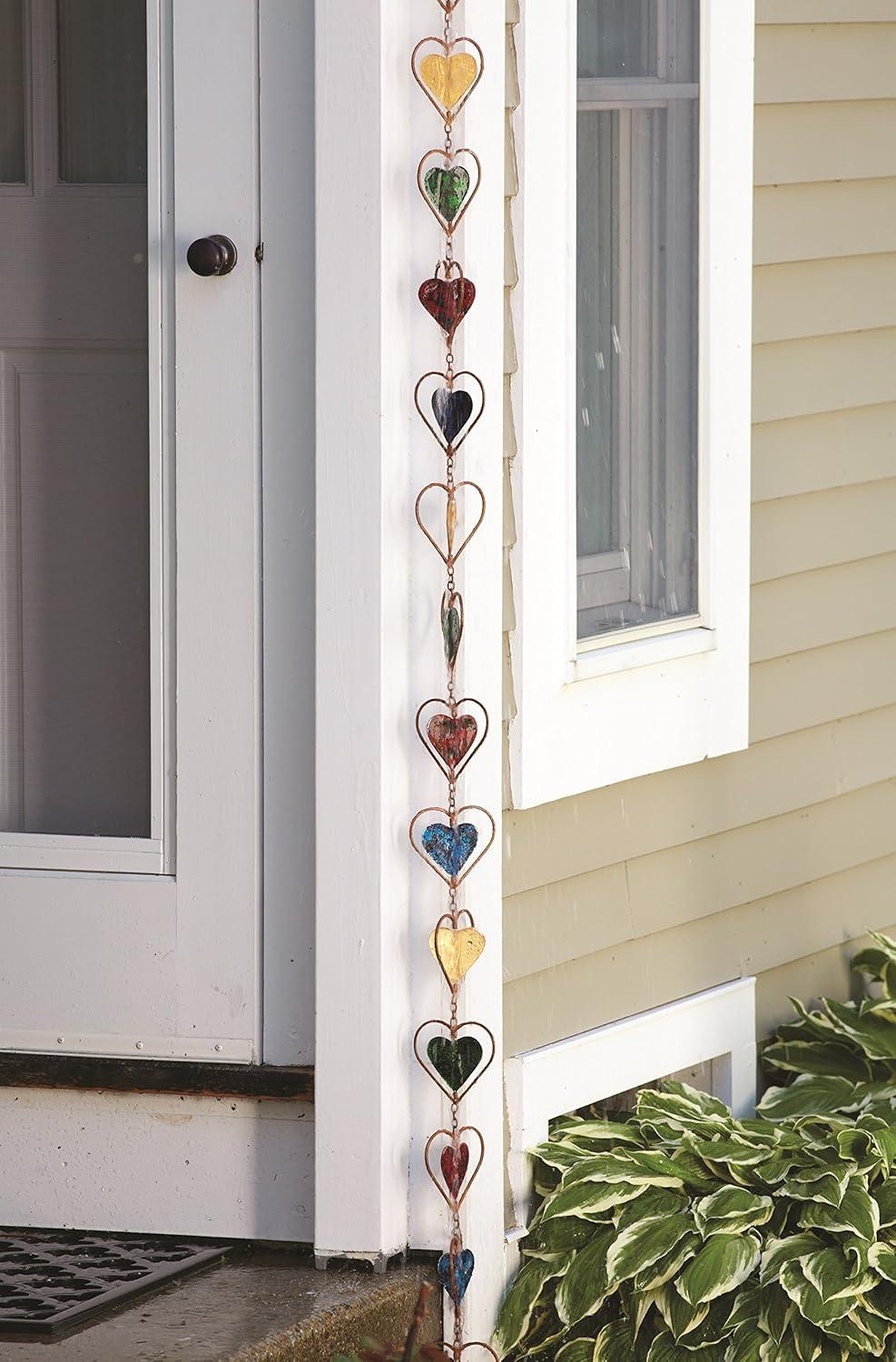 Ancient Graffiti Multicolor Heart Rain Chain, 4" x 96" x 4"