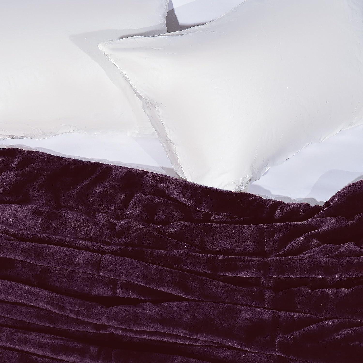 Vellux King Plush Lux Warm Blankets - All Season Blankets - Lightweight Quilted Blanket King Size - Ultra Soft Luxury Hotel Blanket - Box Stitched Blanket (King, Purple)