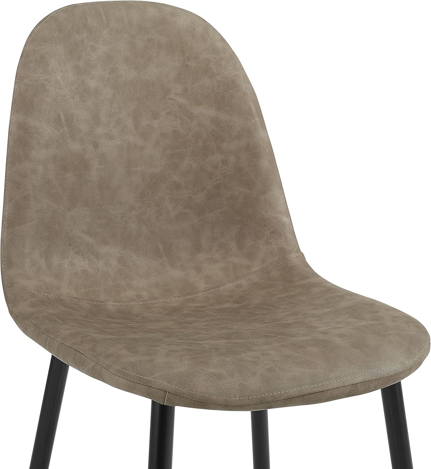 Modern Distressed Brown Faux Leather Upholstered Arm Chair with Metal Legs