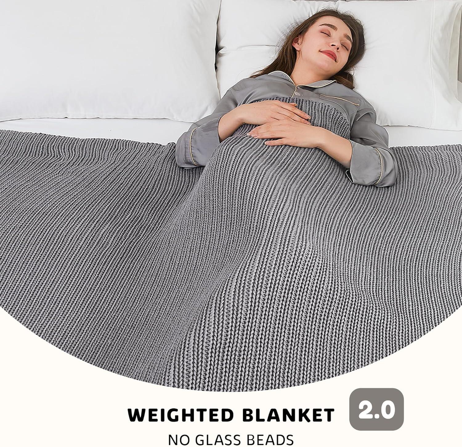 Gray Knitted 15 Lb Weighted Cooling Blanket