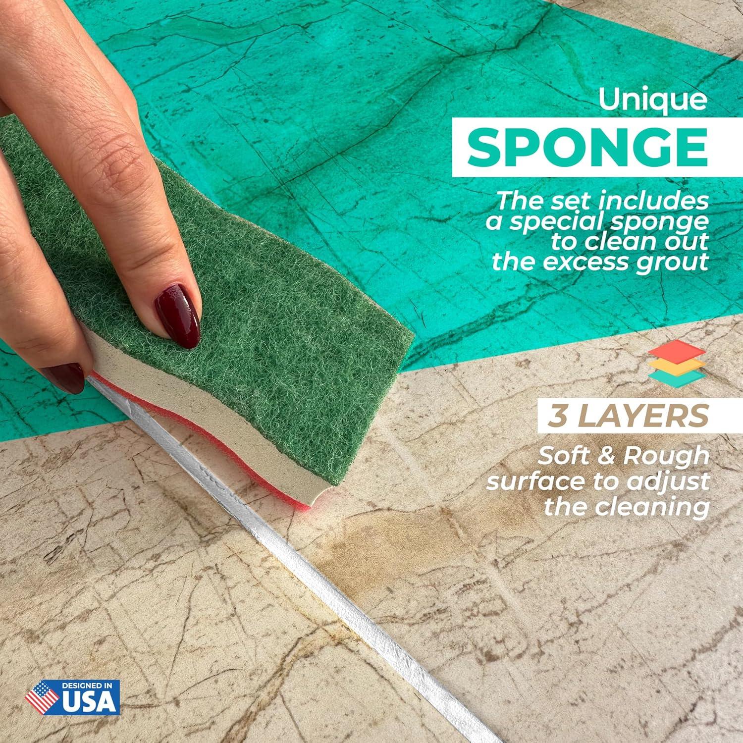 PentaUSA 8.8oz Bundle Tile Grout Repair Kit with Grout Removal Tool, Premix Grout Bundle Set with Remover Saw, Sponge and Cleaner