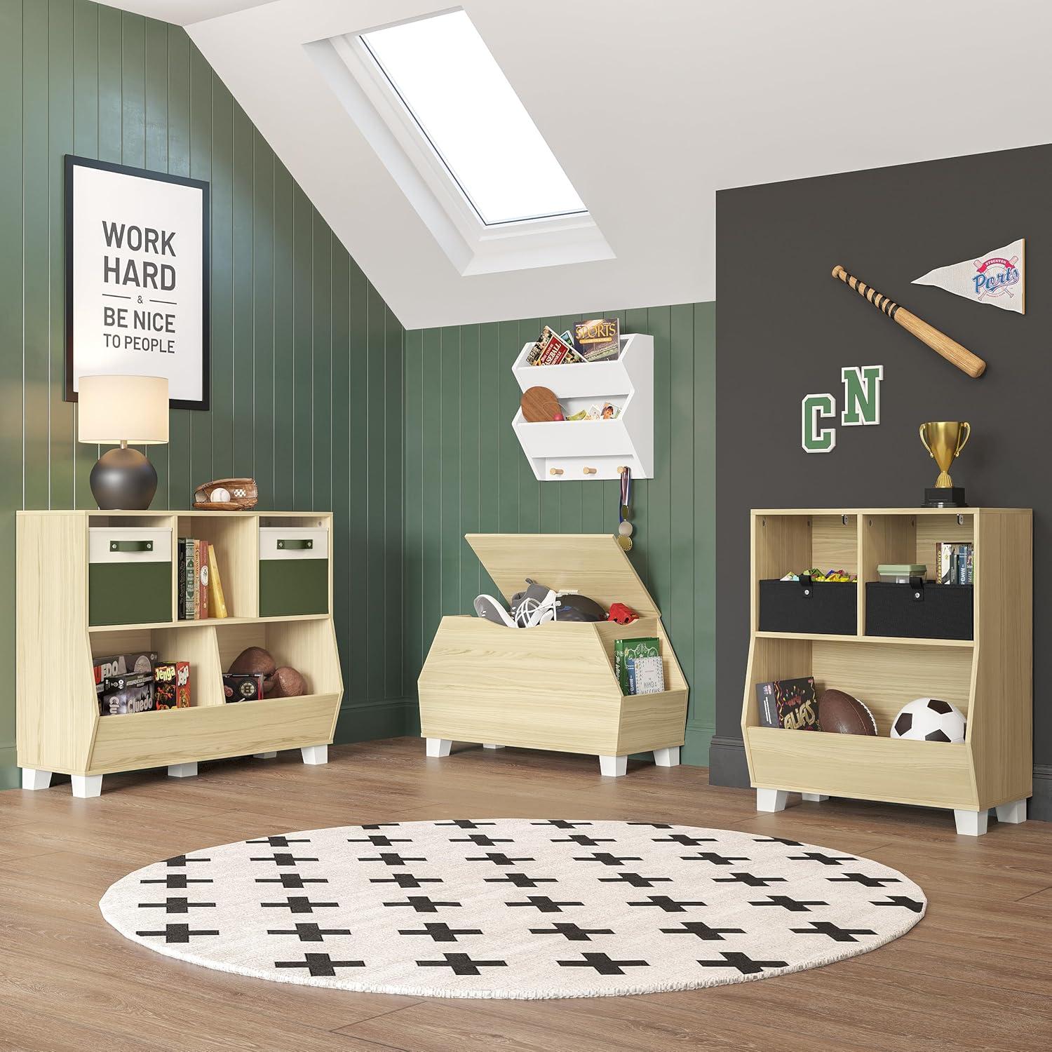 Light Woodgrain Kids' Adjustable Cubby Toy Organizer