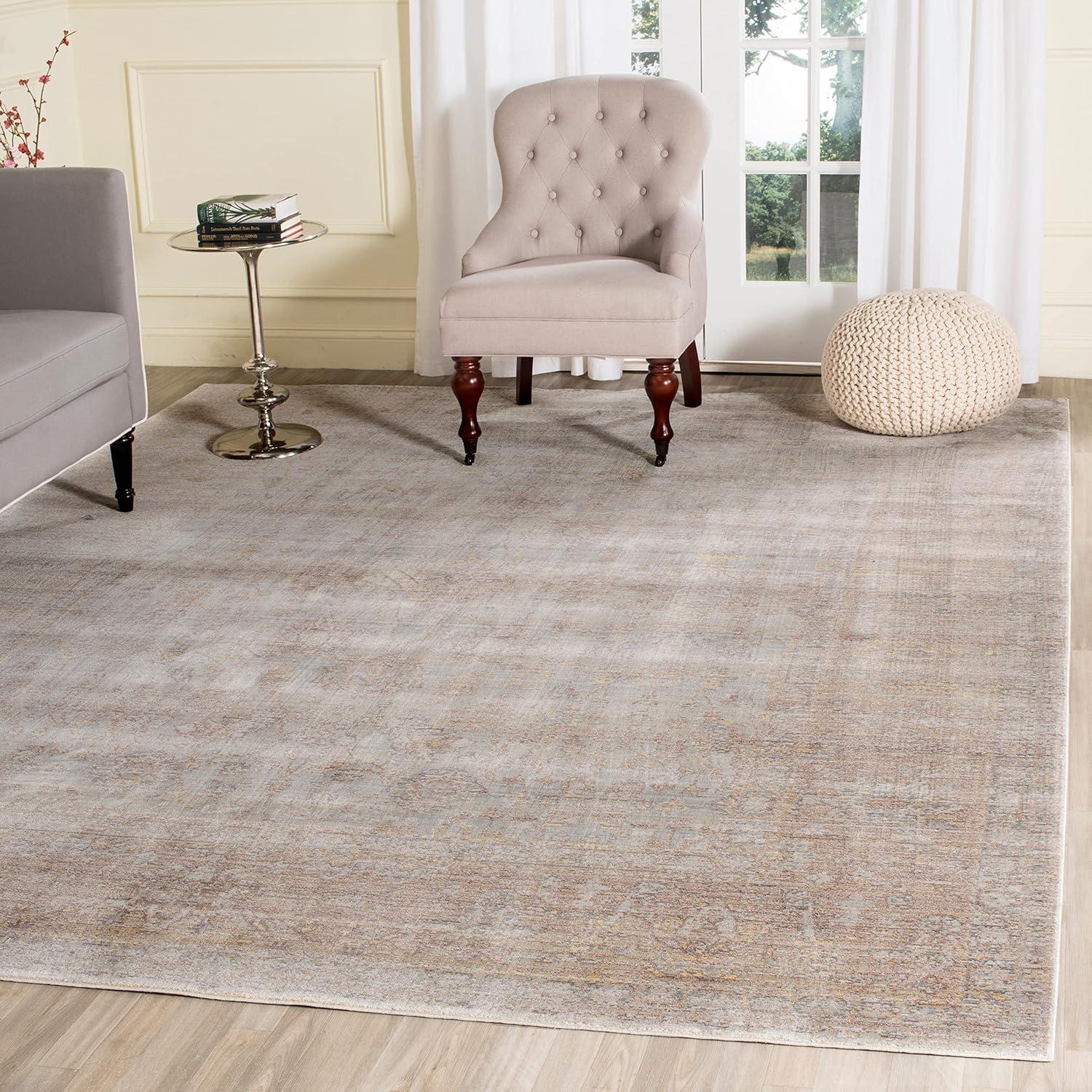 Grey and Multicolor Synthetic Rectangular Area Rug, 3' x 5'