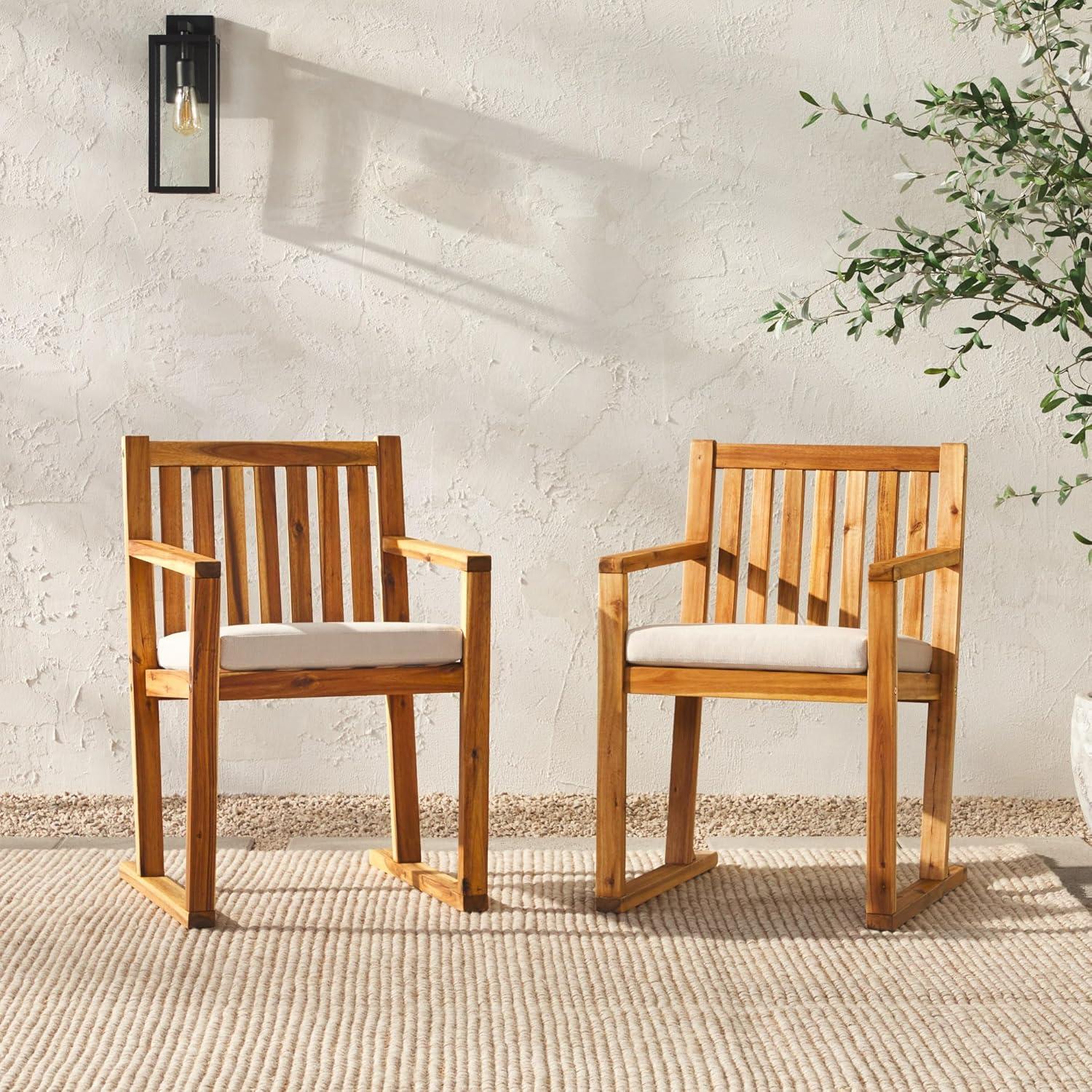 Millwood Pines Contemporary 2-Piece Solid Wood Slat-Back Patio Dining Chairs